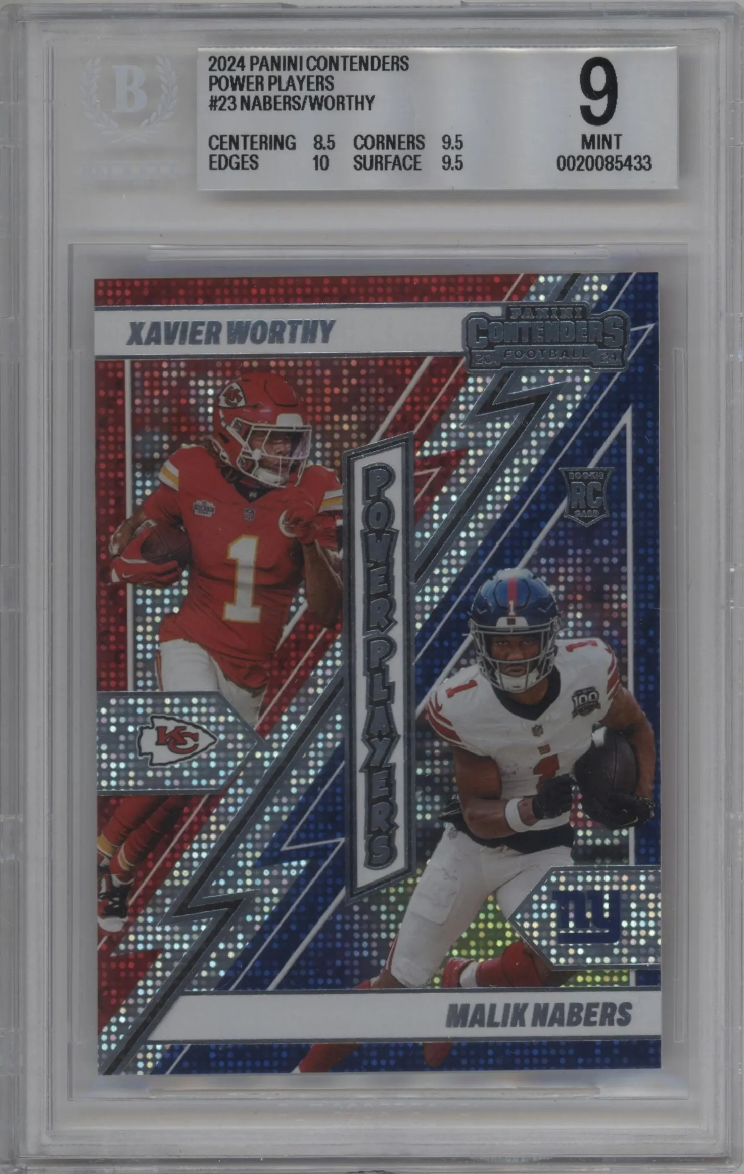 2024 Panini Contenders Power Players Xavier Worthy/Malik Nabers #23 BGS 9