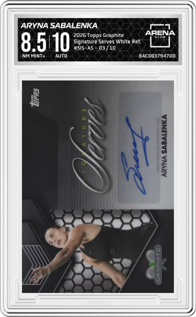 2026 Topps Graphite Signature Serves Aryna Sabalenka White Refractor #SIS-AS ARENA CLUB 8.5