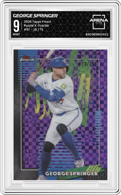 2026 Topps Finest George Springer Purple X-Fractor ARENA CLUB 9