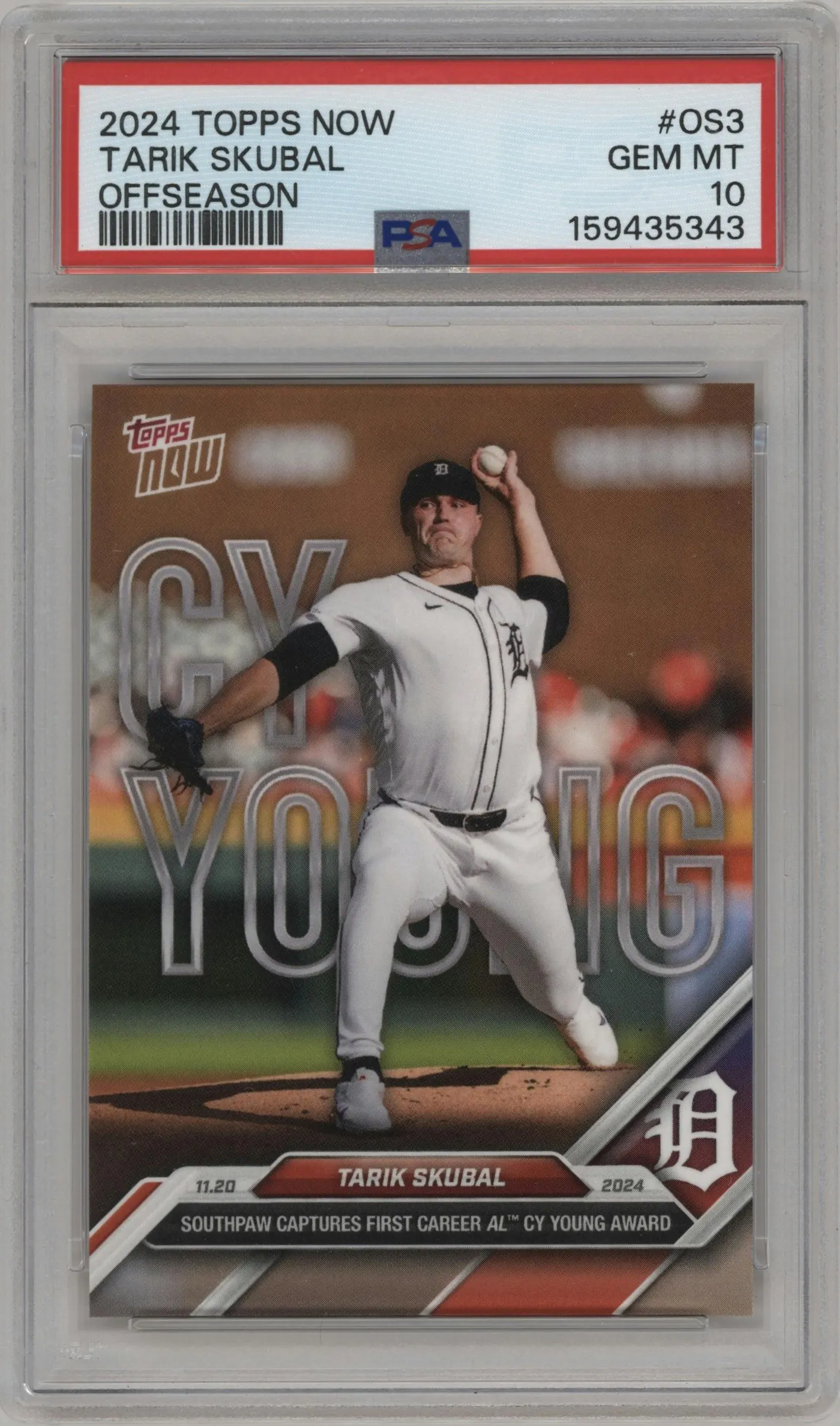 2024 Topps Now Off-Season Tarik Skubal #OS-3 PSA 10