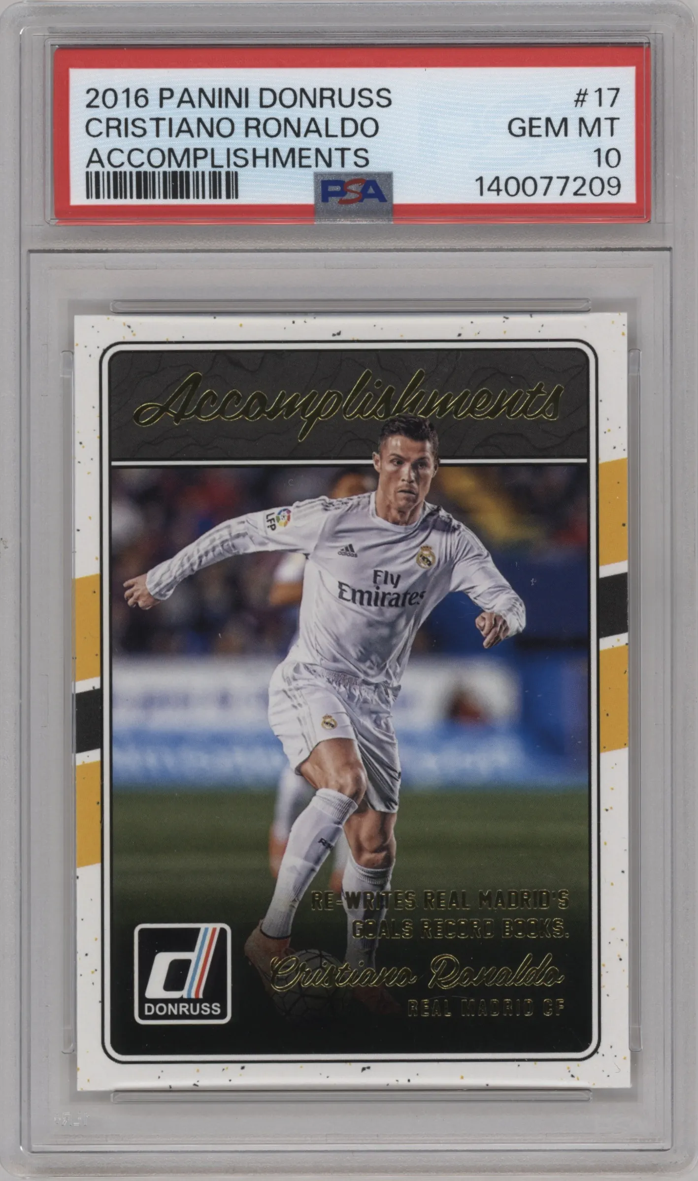 2016 Panini Donruss Accomplishments Cristiano Ronaldo #17 PSA 10