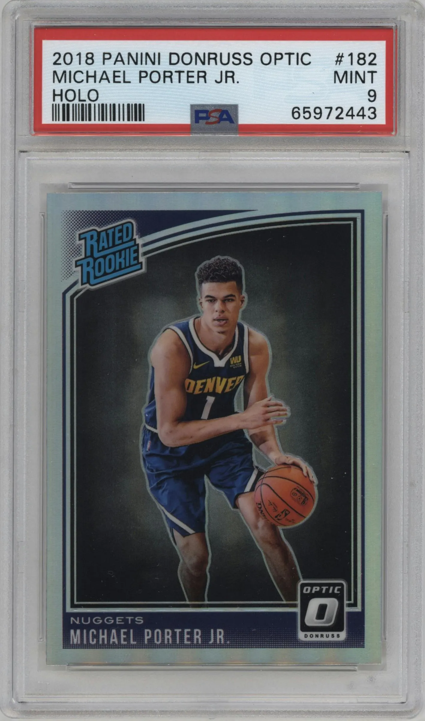 2018 Panini Donruss Optic Rated Rookie Michael Porter Jr. Holo #182 PSA 9