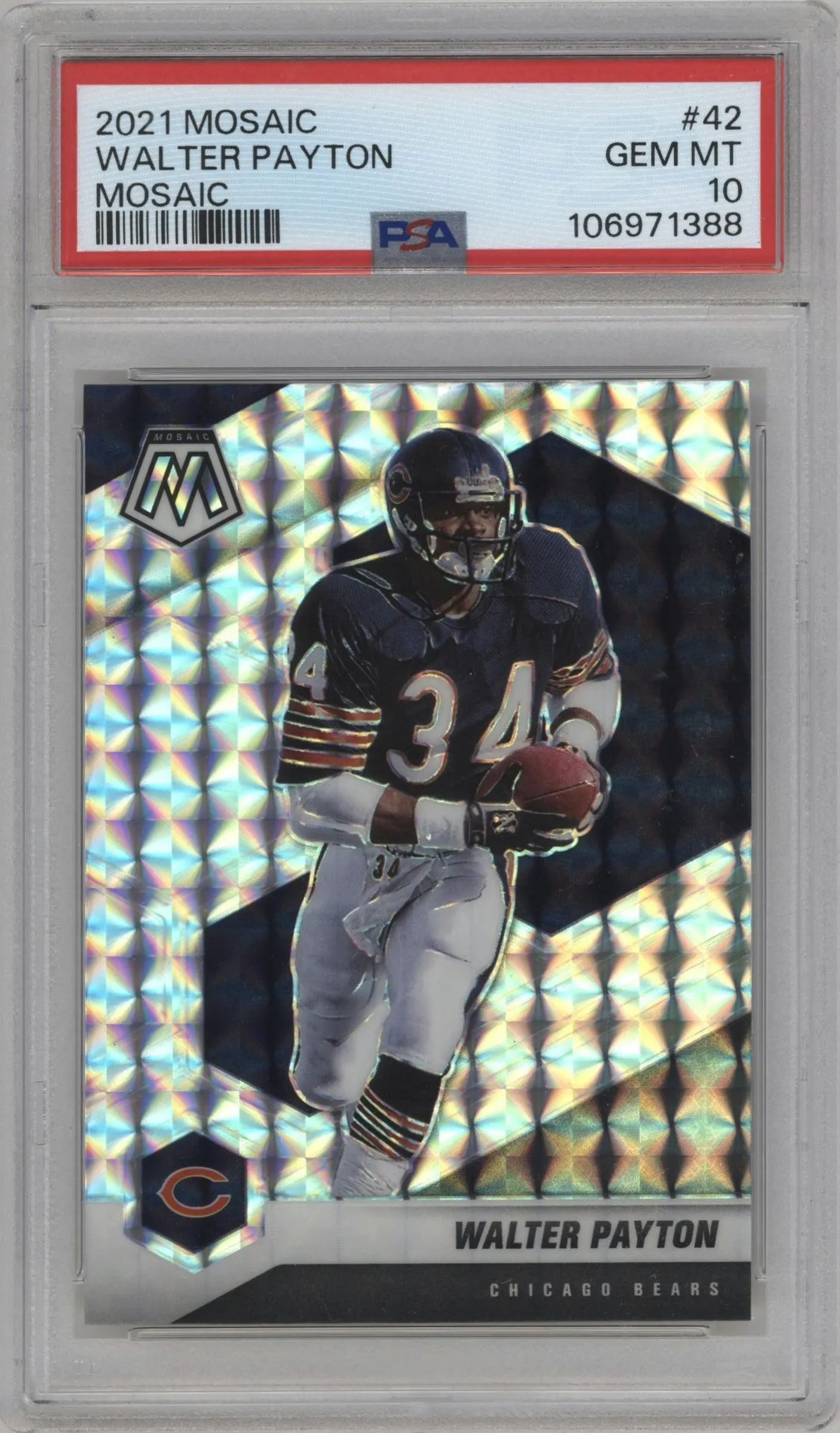 2021 Panini Mosaic Walter Payton Mosaic #42 PSA 10