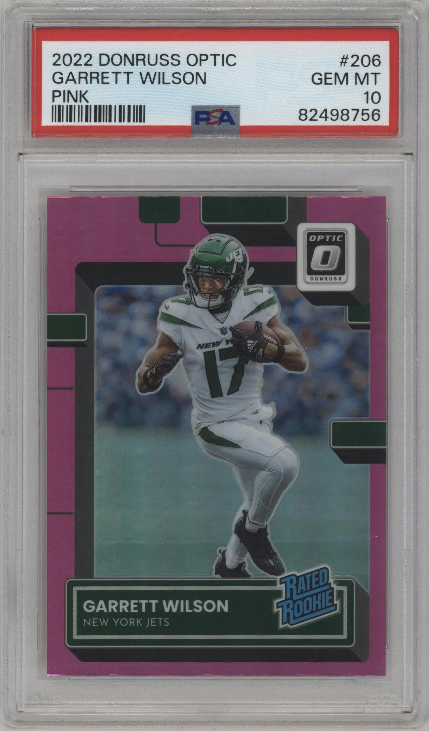 2022 Panini Donruss Optic Rated Rookie Garrett Wilson Pink #206 PSA 10