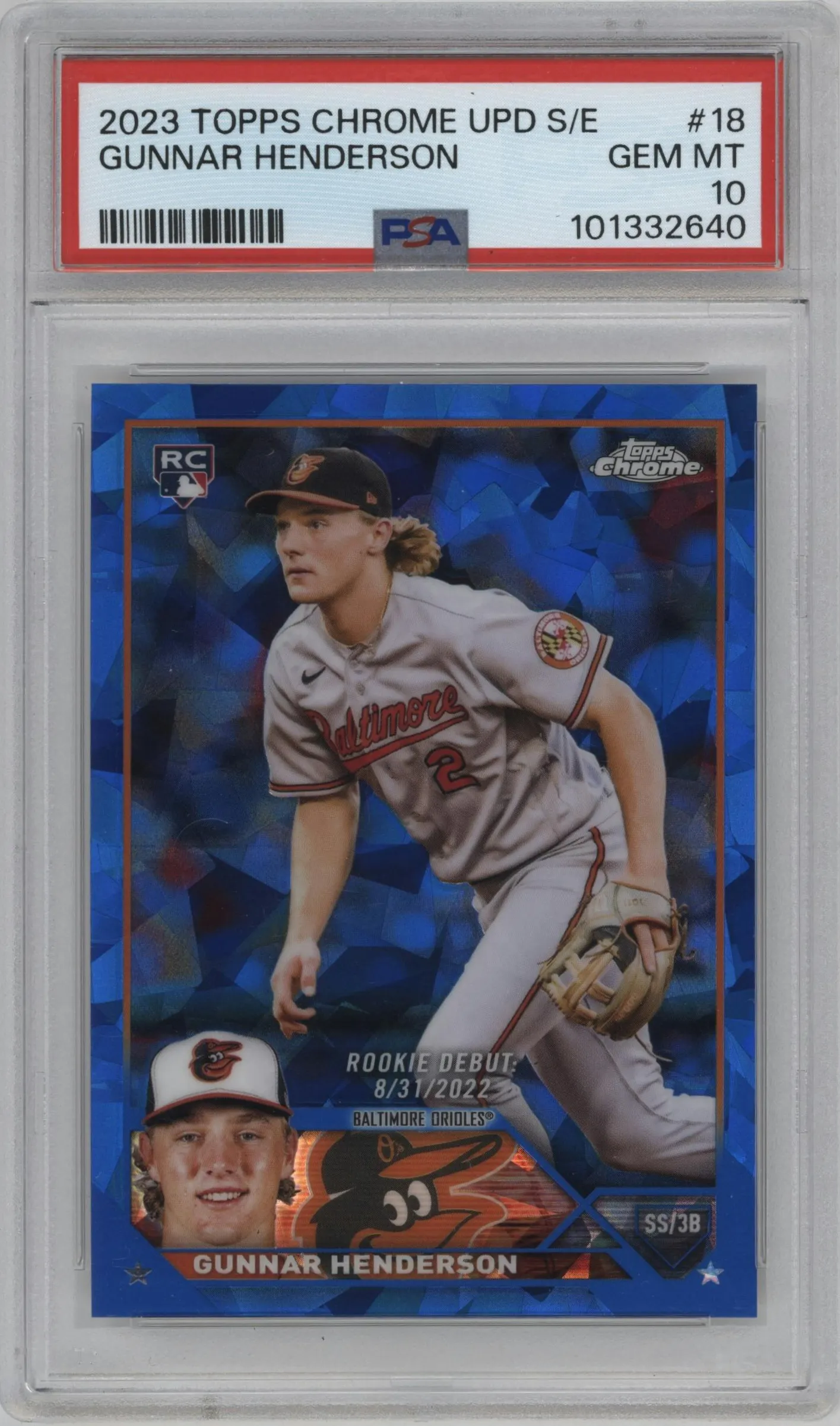 2023 Topps Chrome Update Series Sapphire Edition Gunnar Henderson #USCS18 PSA 10