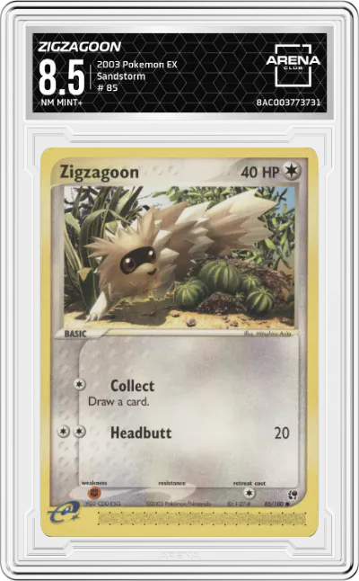2003 Pokemon EX Sandstorm Zigzagoon ARENA CLUB 8.5