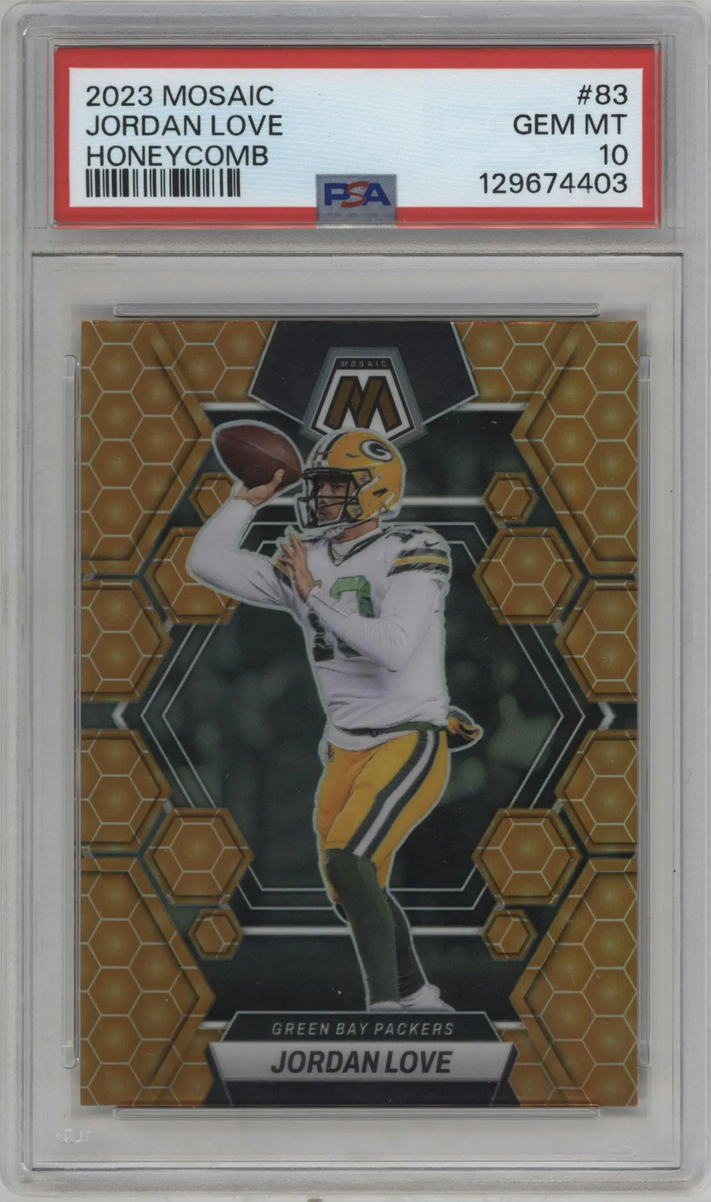 2023 Panini Mosaic Jordan Love Honeycomb #83 PSA 10