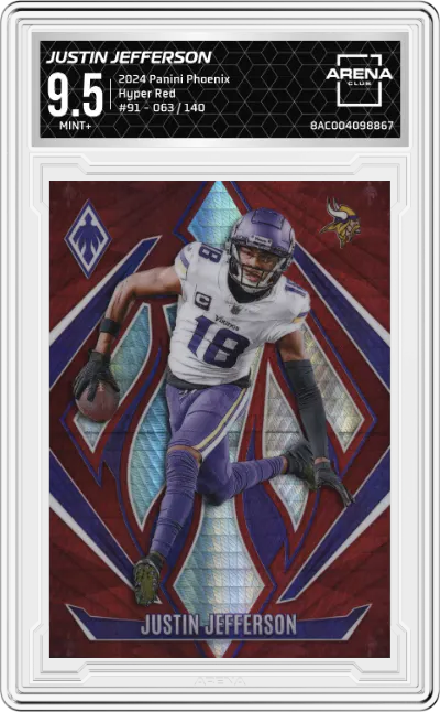 2024 Panini Phoenix Justin Jefferson Hyper Red #91 ARENA CLUB 9.5