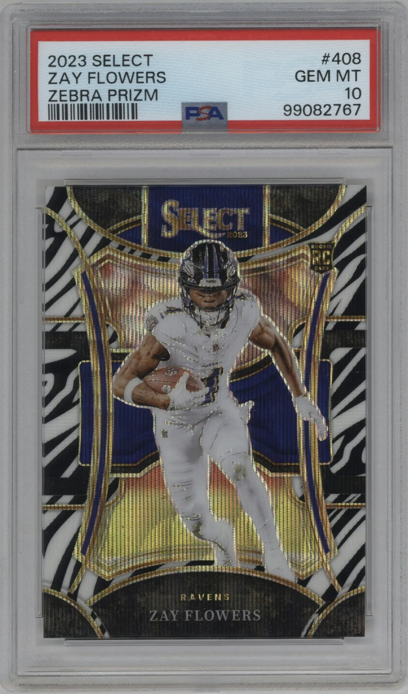 2023 Panini Select Suite Lvl. Zay Flowers Zebra #408 PSA 10