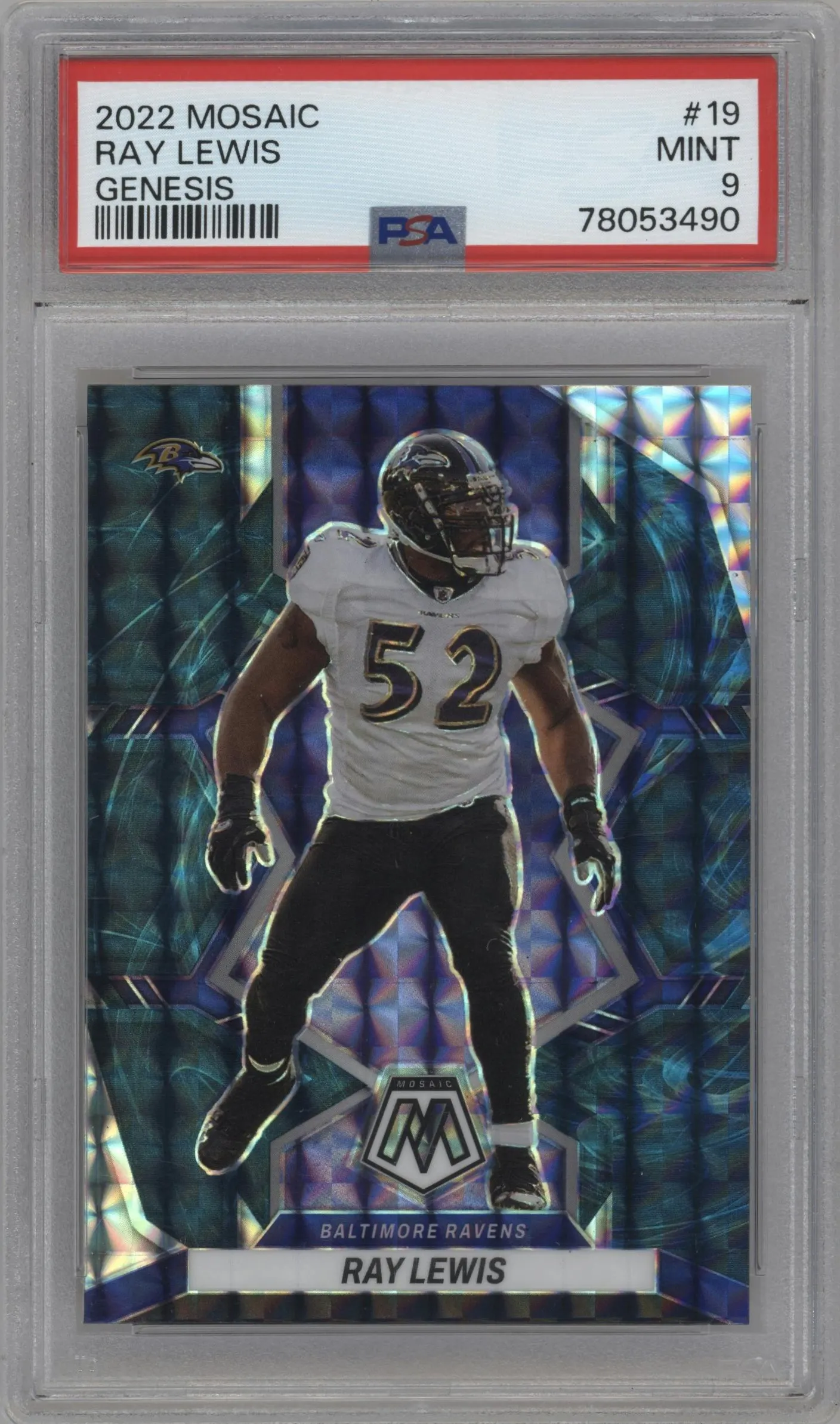 2022 Panini Mosaic Ray Lewis Genesis #19 PSA 9