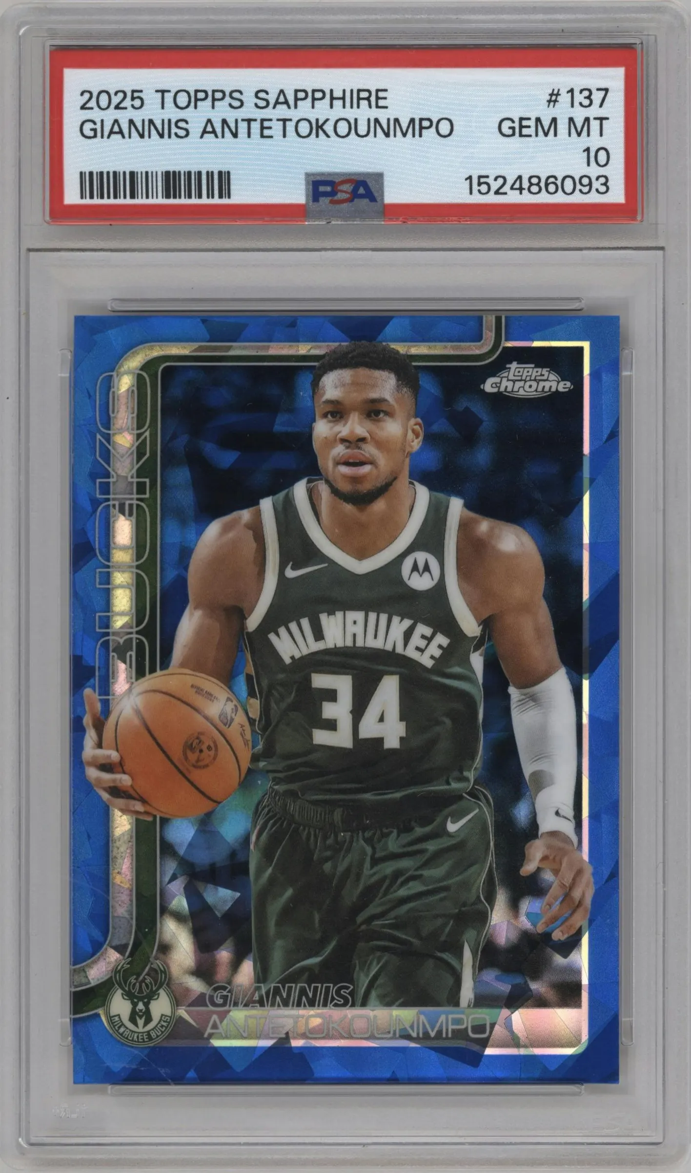 2025 Topps Chrome Sapphire Edition Giannis Antetokounmpo #137 PSA 10