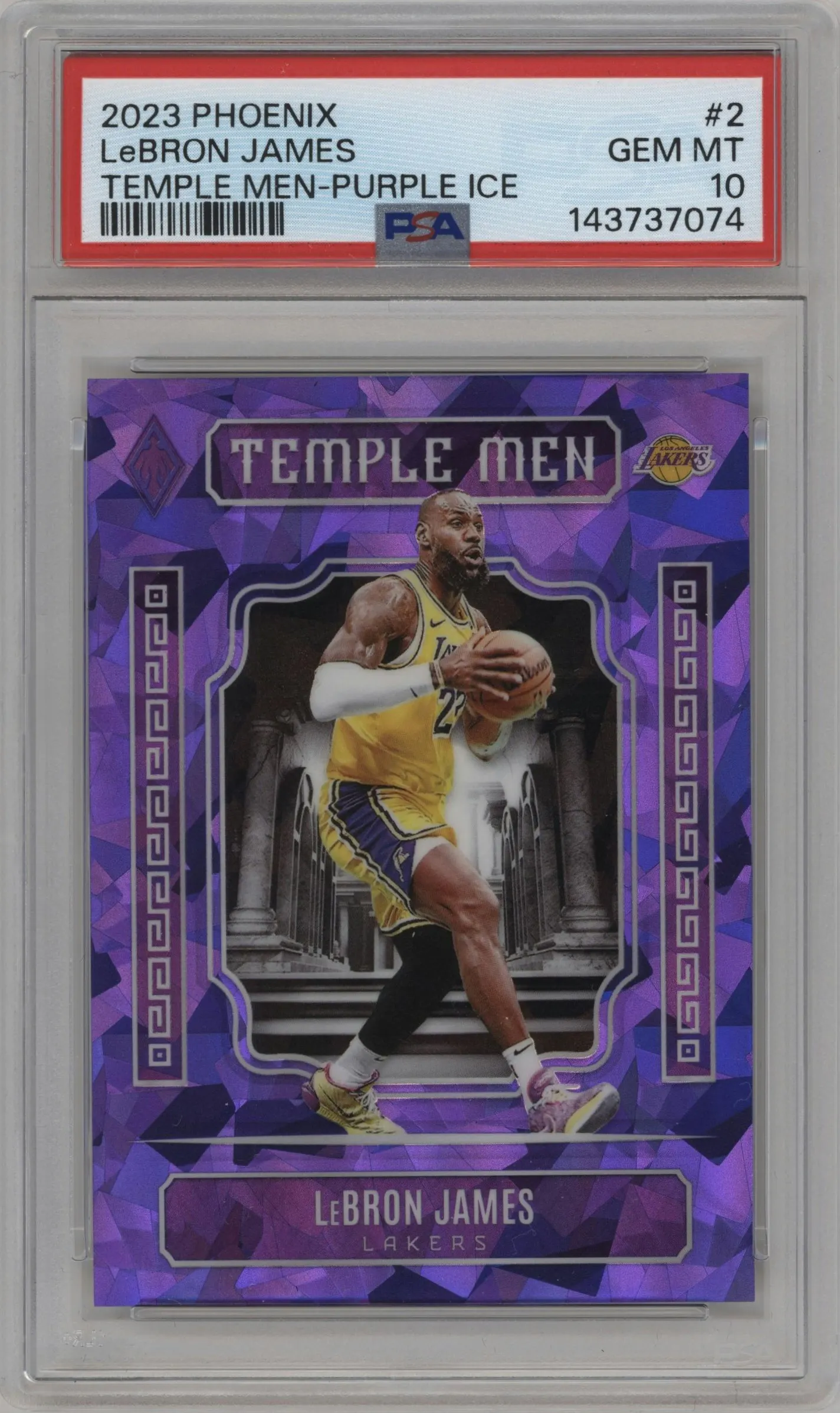 2023 Panini Phoenix Temple Men LeBron James Purple Ice #2 PSA 10