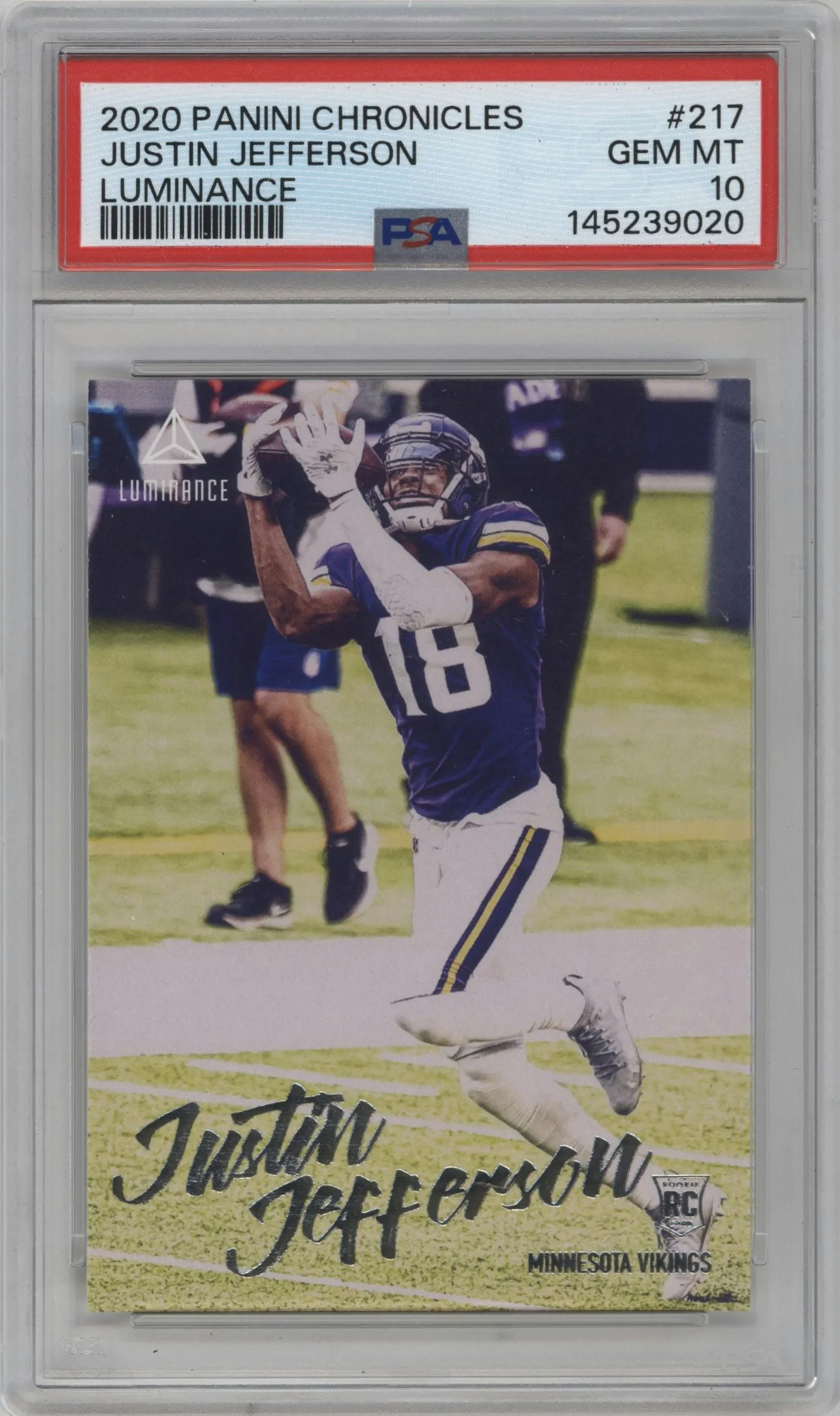 2020 Panini Chronicles Luminance Justin Jefferson #217 PSA 10