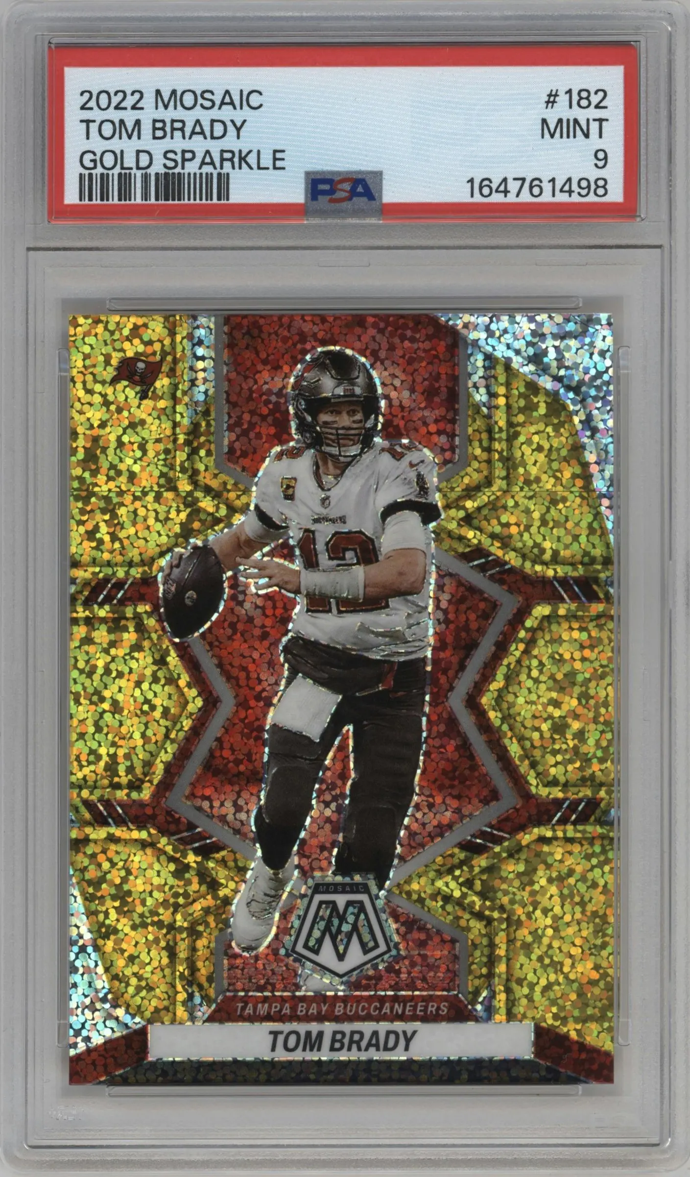 2022 Panini Mosaic Tom Brady Gold Sparkle #182 PSA 9