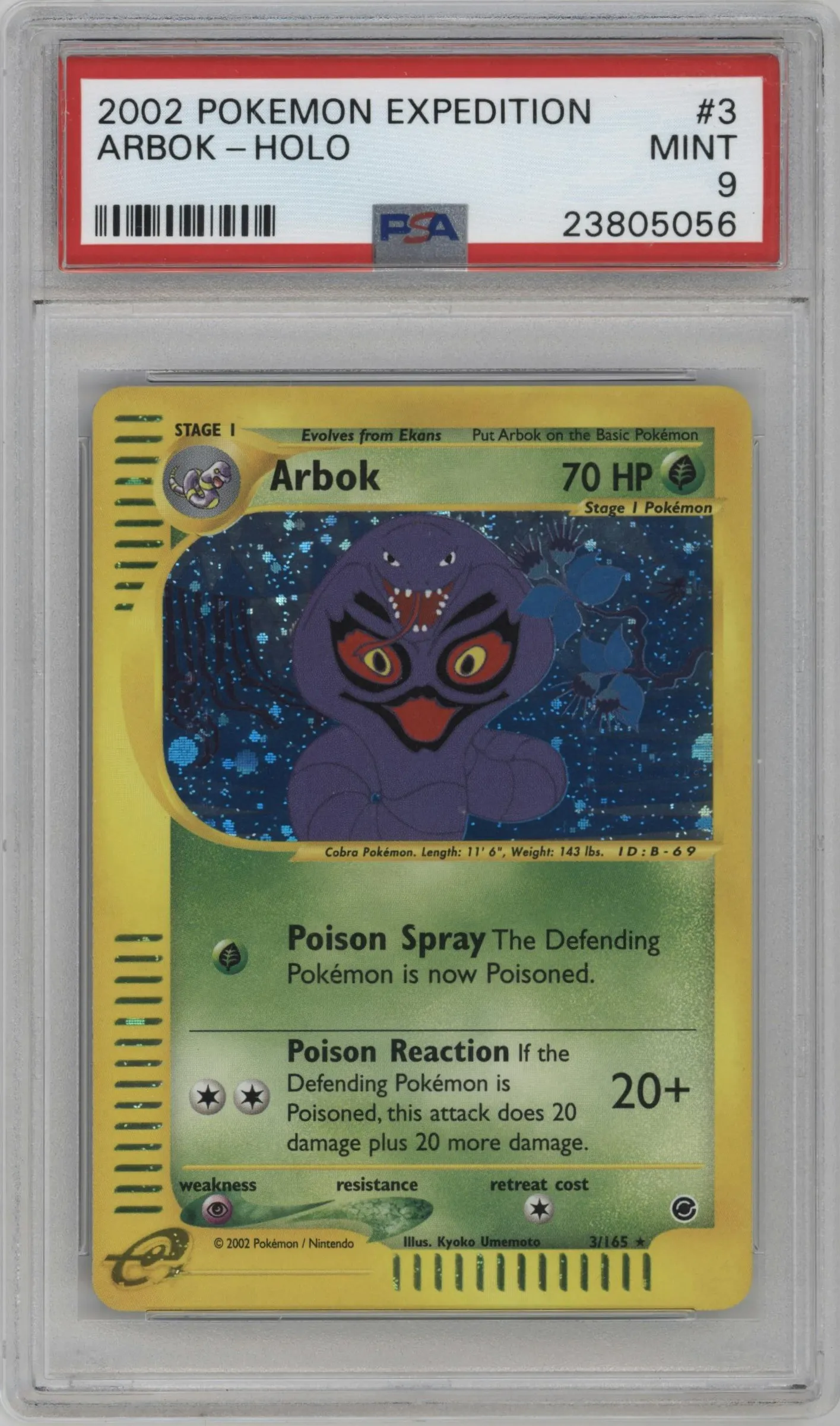 2002 Pokemon E-CARD Expedition Arbok #3 PSA 9