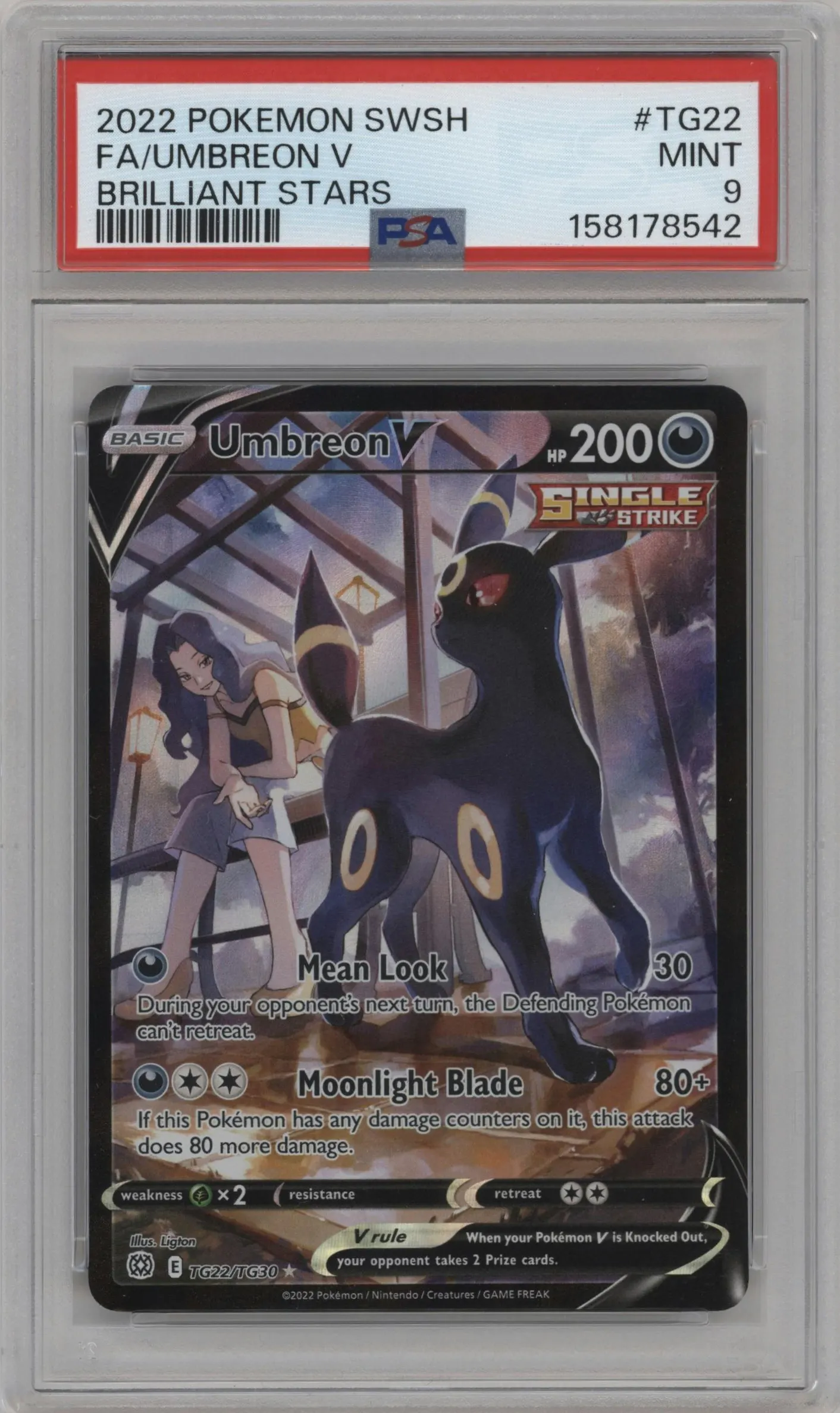 2022 Pokemon SWSH Brilliant Stars TG Umbreon V #TG22 PSA 9