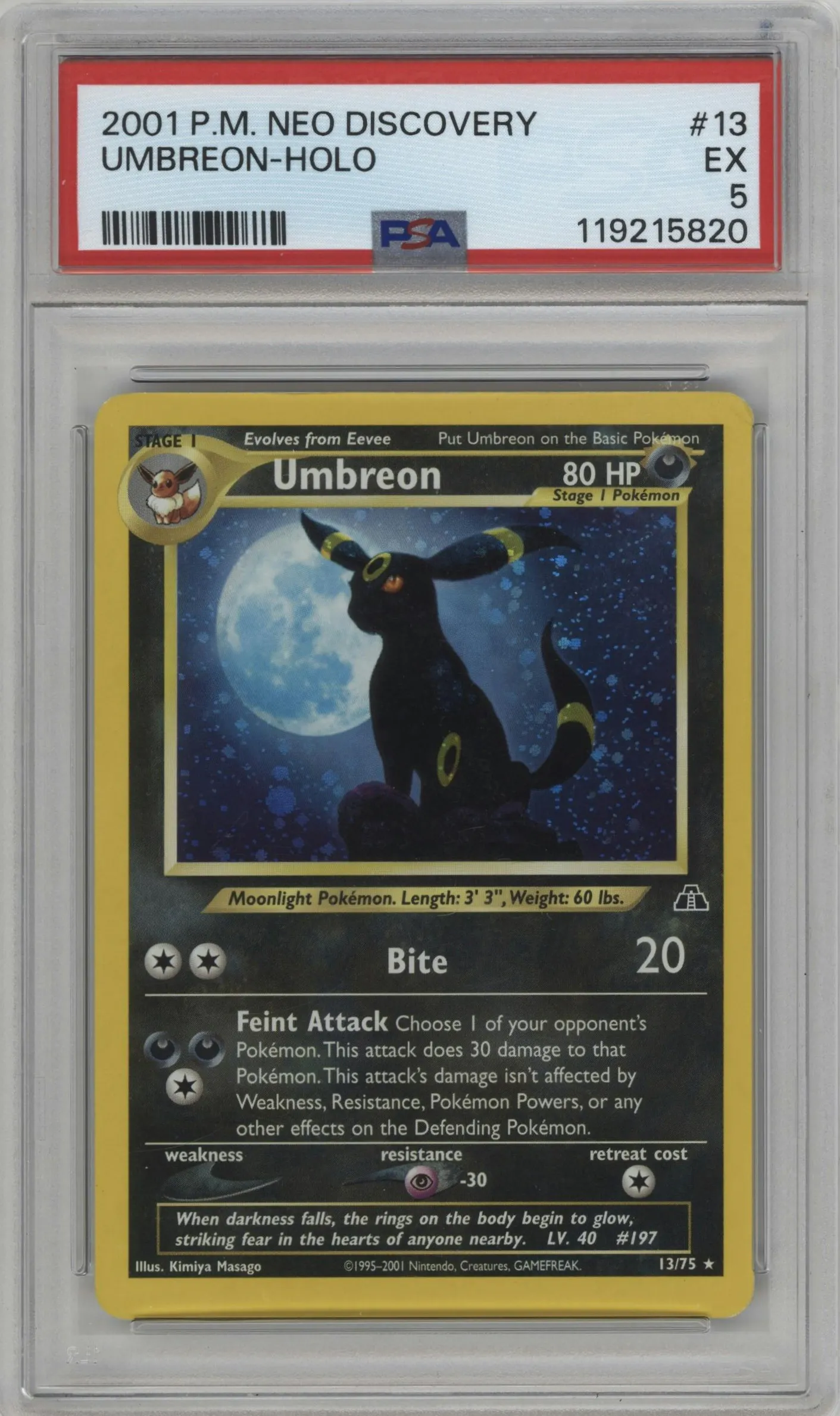 2001 Pokemon Neo Genesis Neo Discovery Umbreon #13 PSA 5