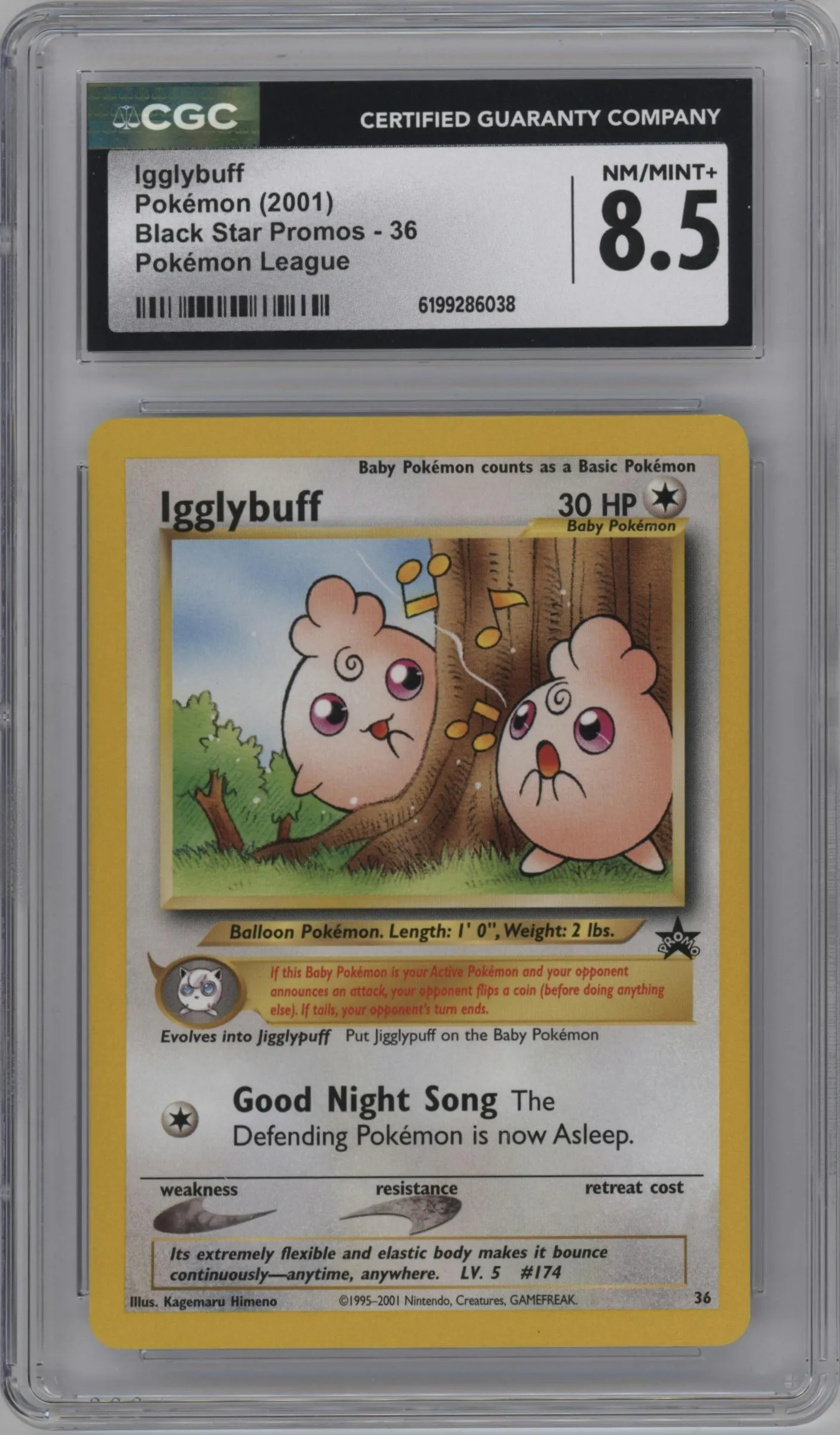 2001 Pokemon WoTC Igglybuff League #36 CGC 8.5