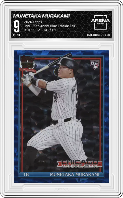 2026 Topps 1991.35th.Anniv. Munetaka Murakami Blue Crackle Foil #91B2-12 ARENA CLUB 9