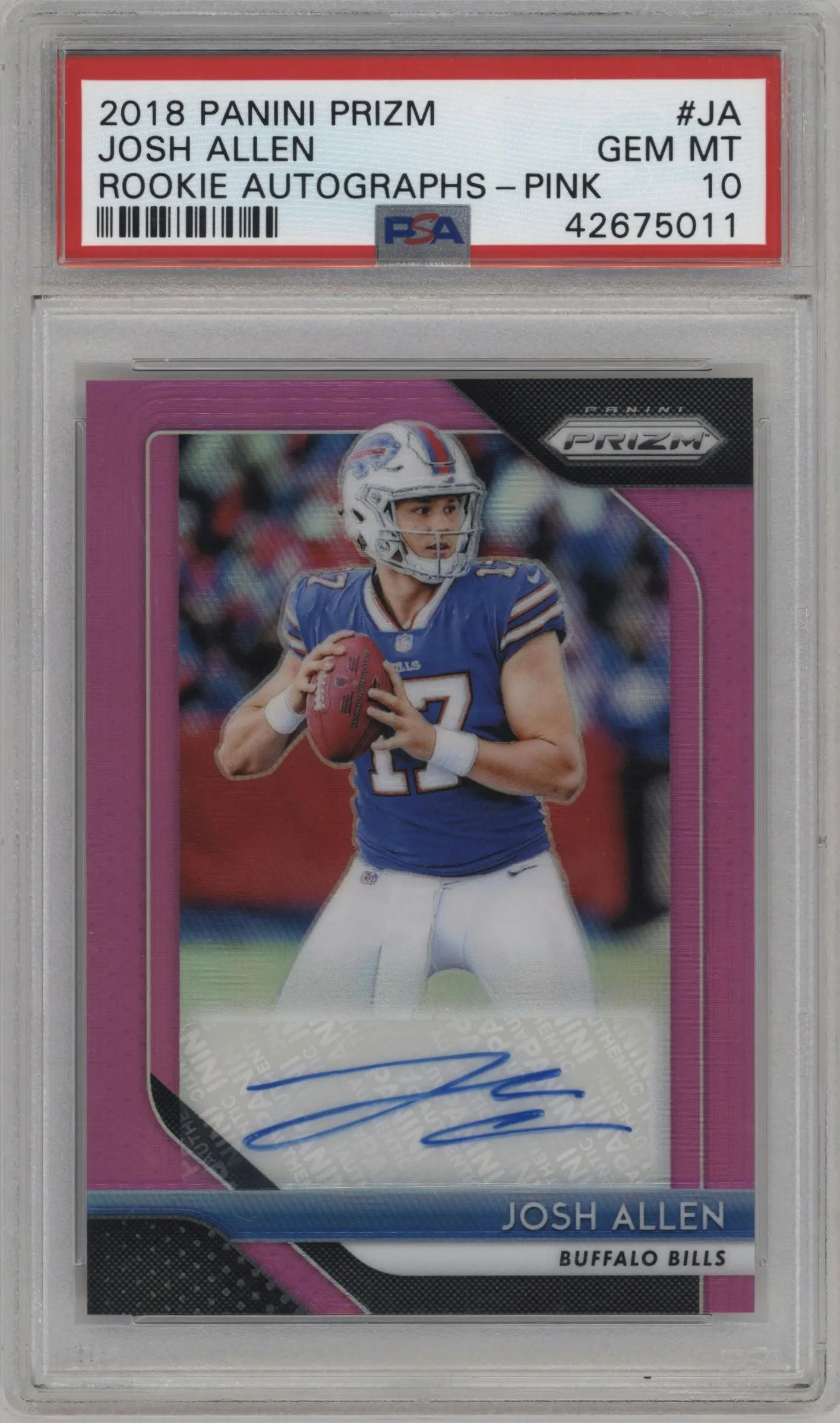 2018 Panini Prizm Rke.Auto Josh Allen Pink Prizm #RA-JA PSA 10