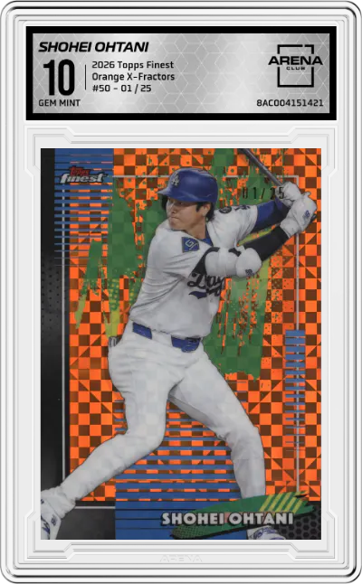 2026 Topps Finest Shohei Ohtani Orange X-Fractors #50 ARENA CLUB 10