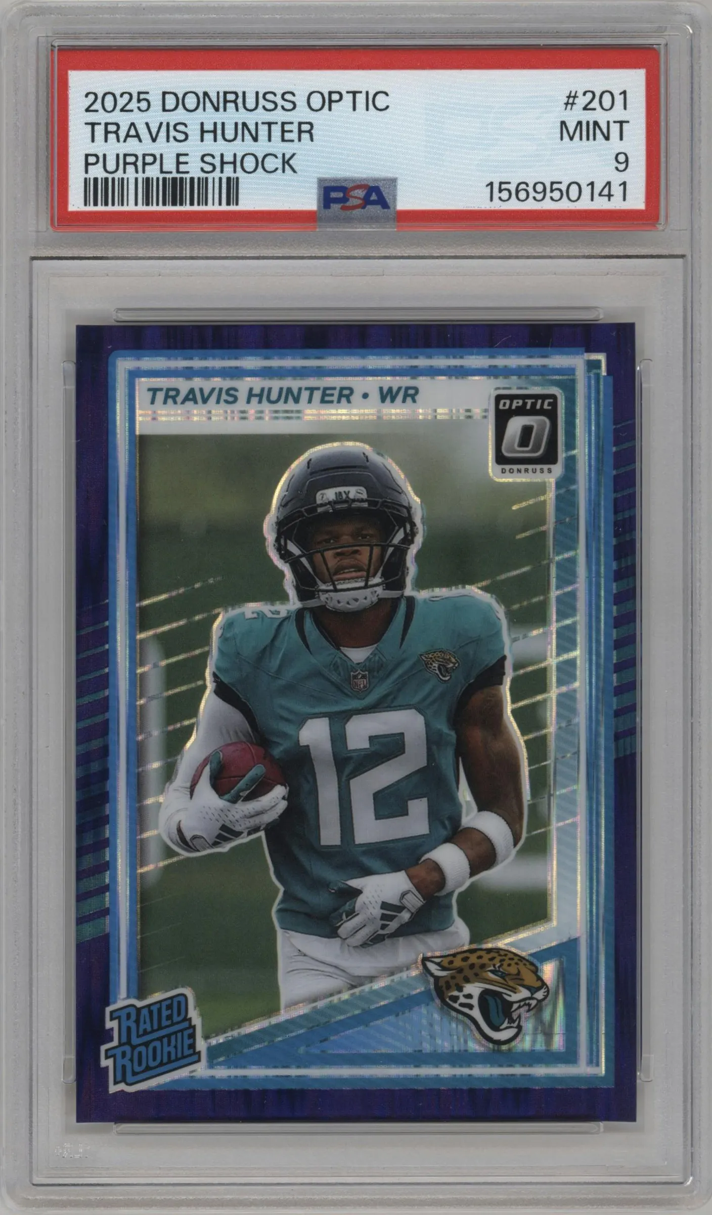 2025 Donruss Optic Rated Rookie Travis Hunter Purple Shock #201 PSA 9