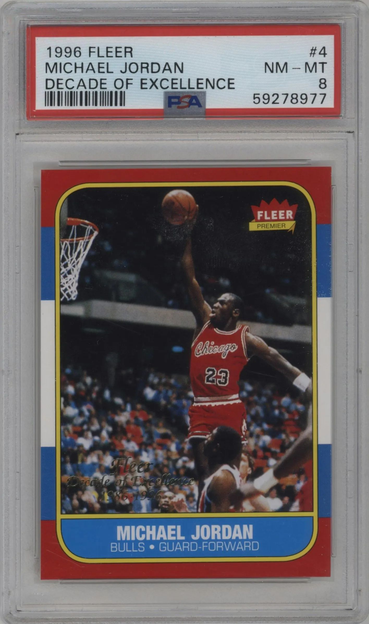 1996 Fleer Decade of Excellence Michael Jordan #4 PSA 8