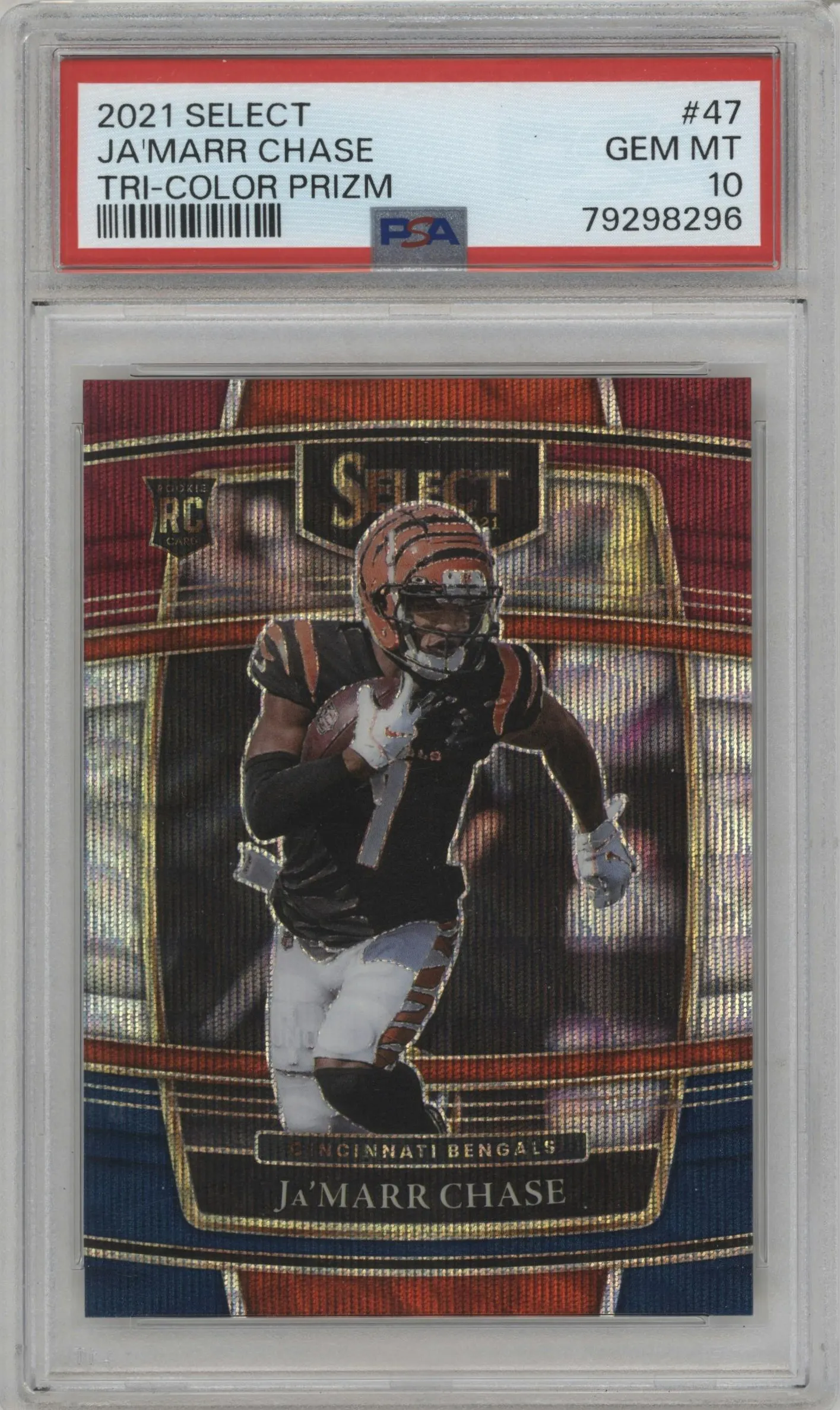 2021 Panini Select Ja'Marr Chase Tri-Color #47 PSA 10
