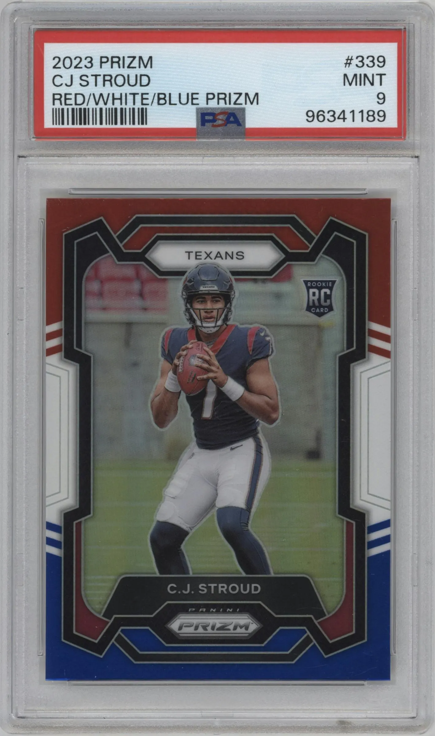 2023 Panini Prizm C.J. Stroud Red/White/Blue #339 PSA 9