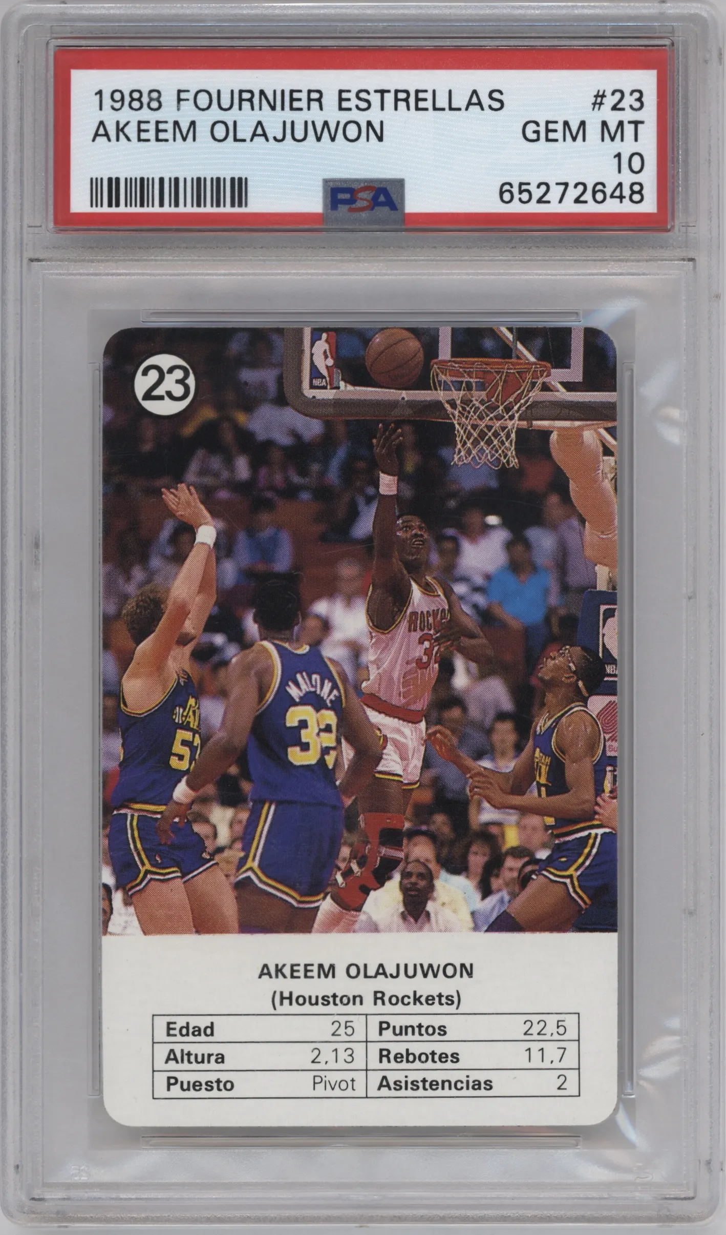 1988 Fournier Estrellas Akeem Olajuwon #23 PSA 10