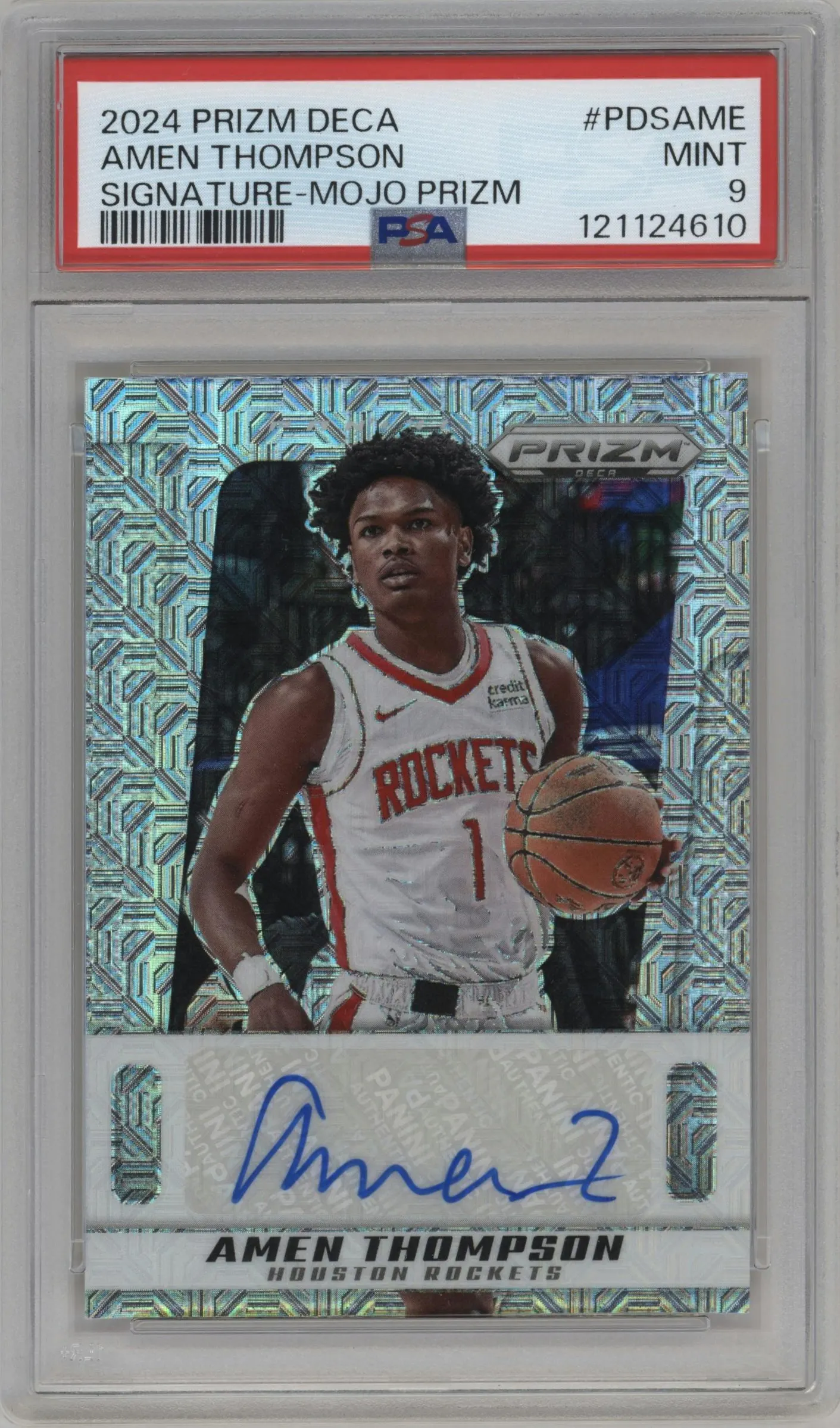 2024 Panini Prizm Deca Sig. Amen Thompson Mojo #PDS-AME PSA 9