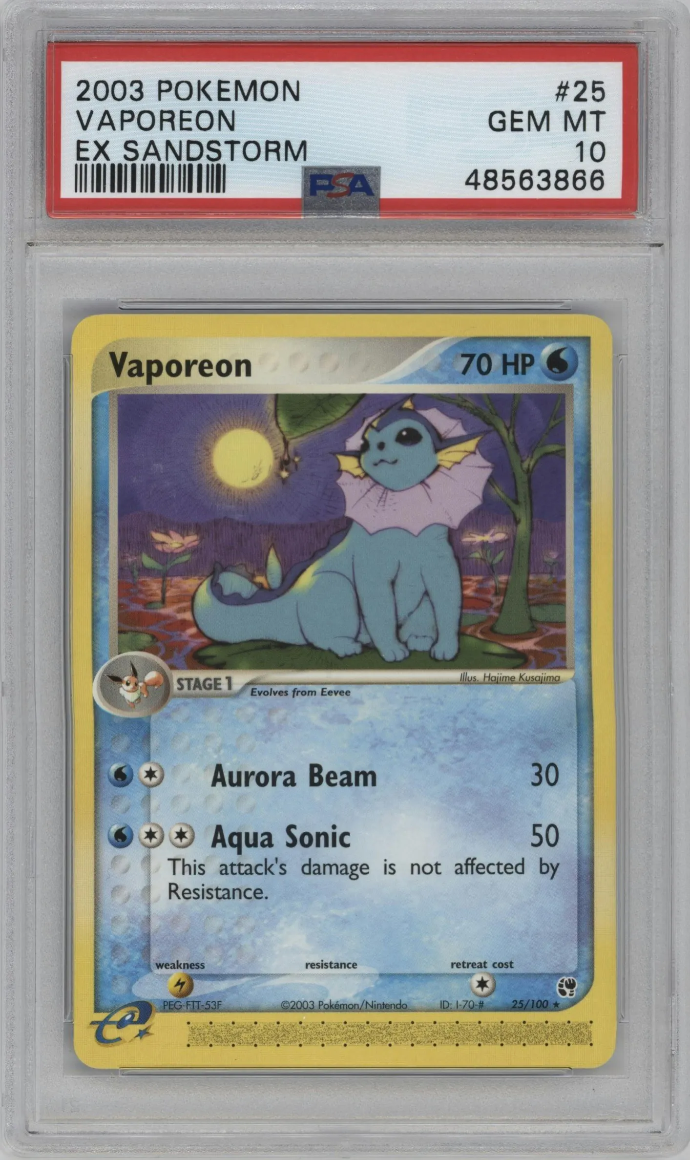 2003 Pokemon EX Sandstorm Vaporeon #25 PSA 10