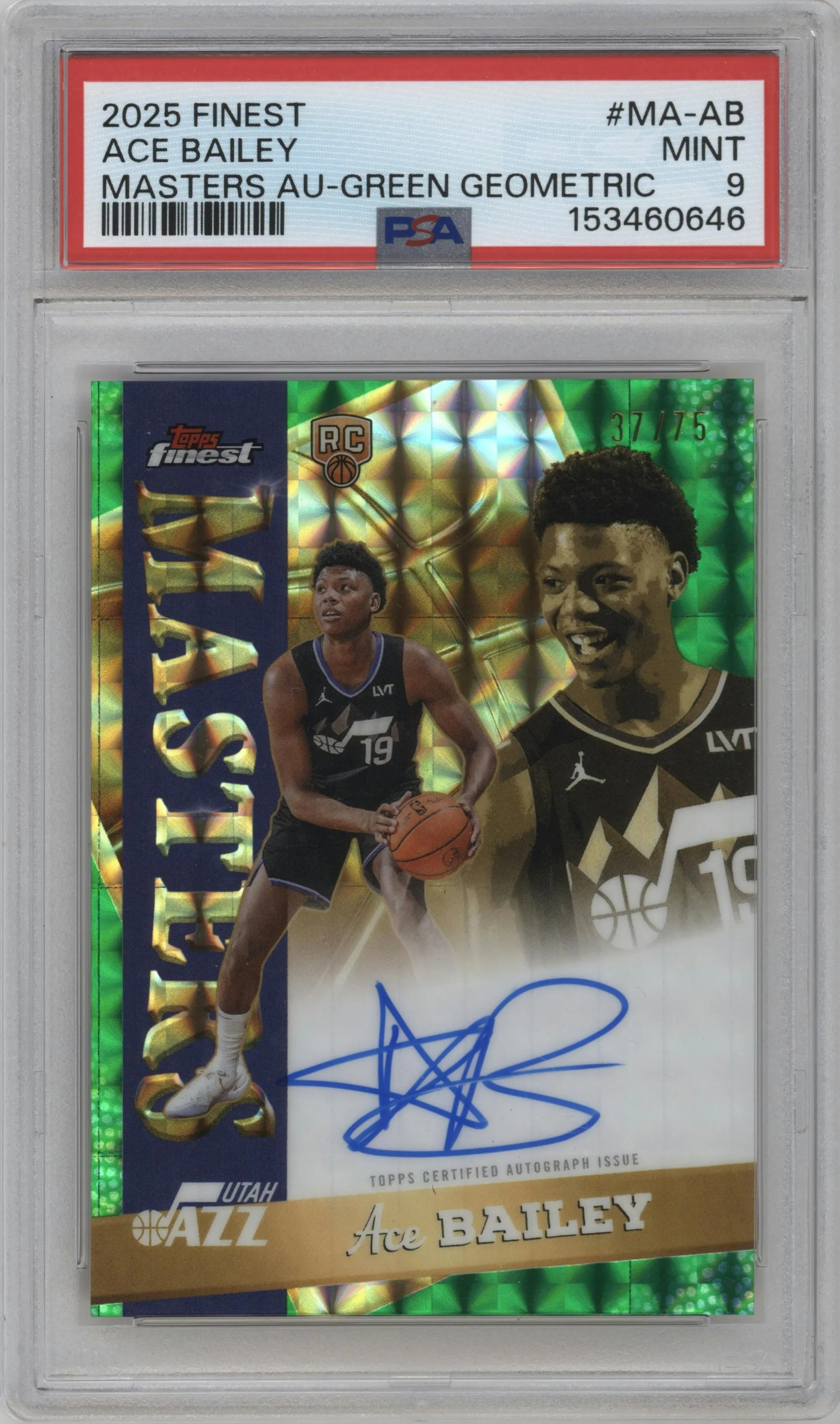 2025 Finest Masters Auto Ace Bailey Green Geometric Refractor #MA-AB PSA 9