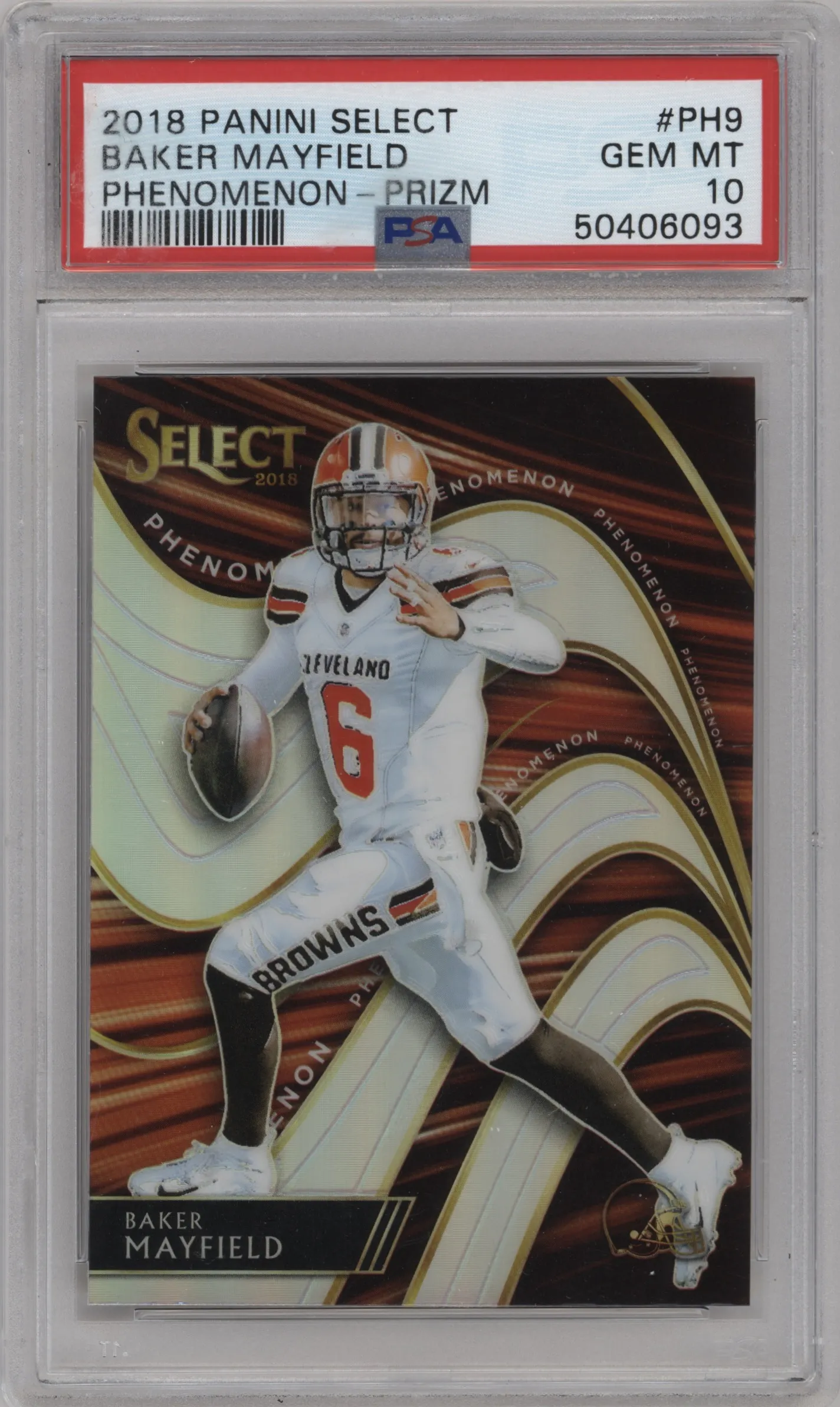 2018 Panini Select Phenomenon Baker Mayfield Prizm PSA 10