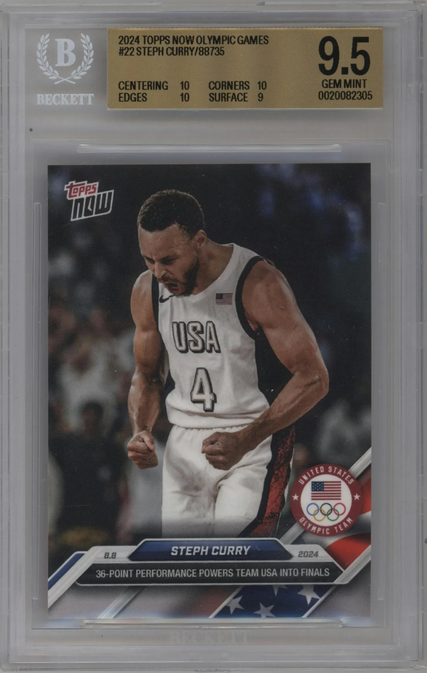 2024 Topps Now Olympics Steph Curry #22 BGS 9.5