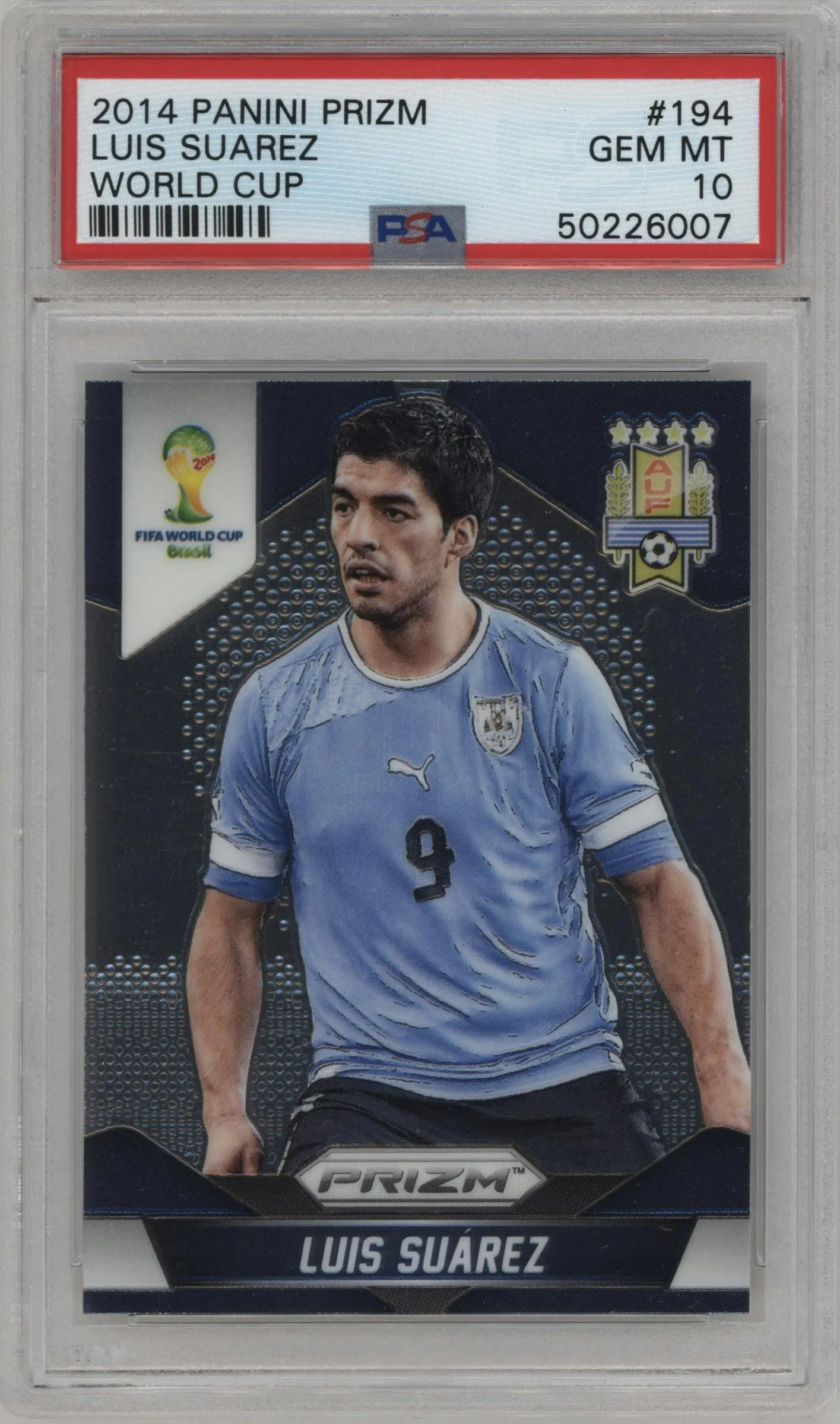 2014 Panini Prizm World Cup Uruguay Luis Suarez #194 PSA 10