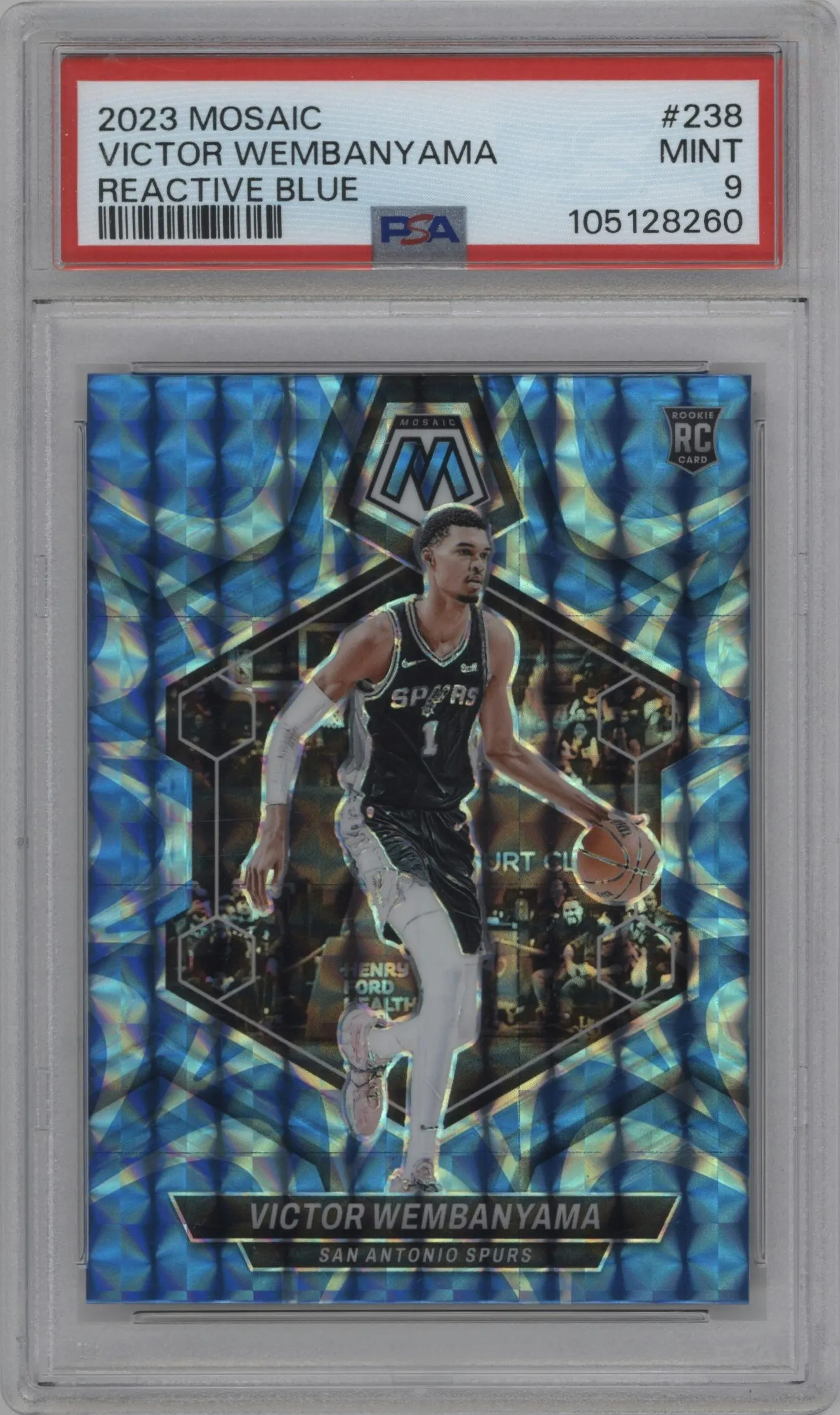 2023 Panini Mosaic Victor Wembanyama Reactive Blue #238 PSA 9