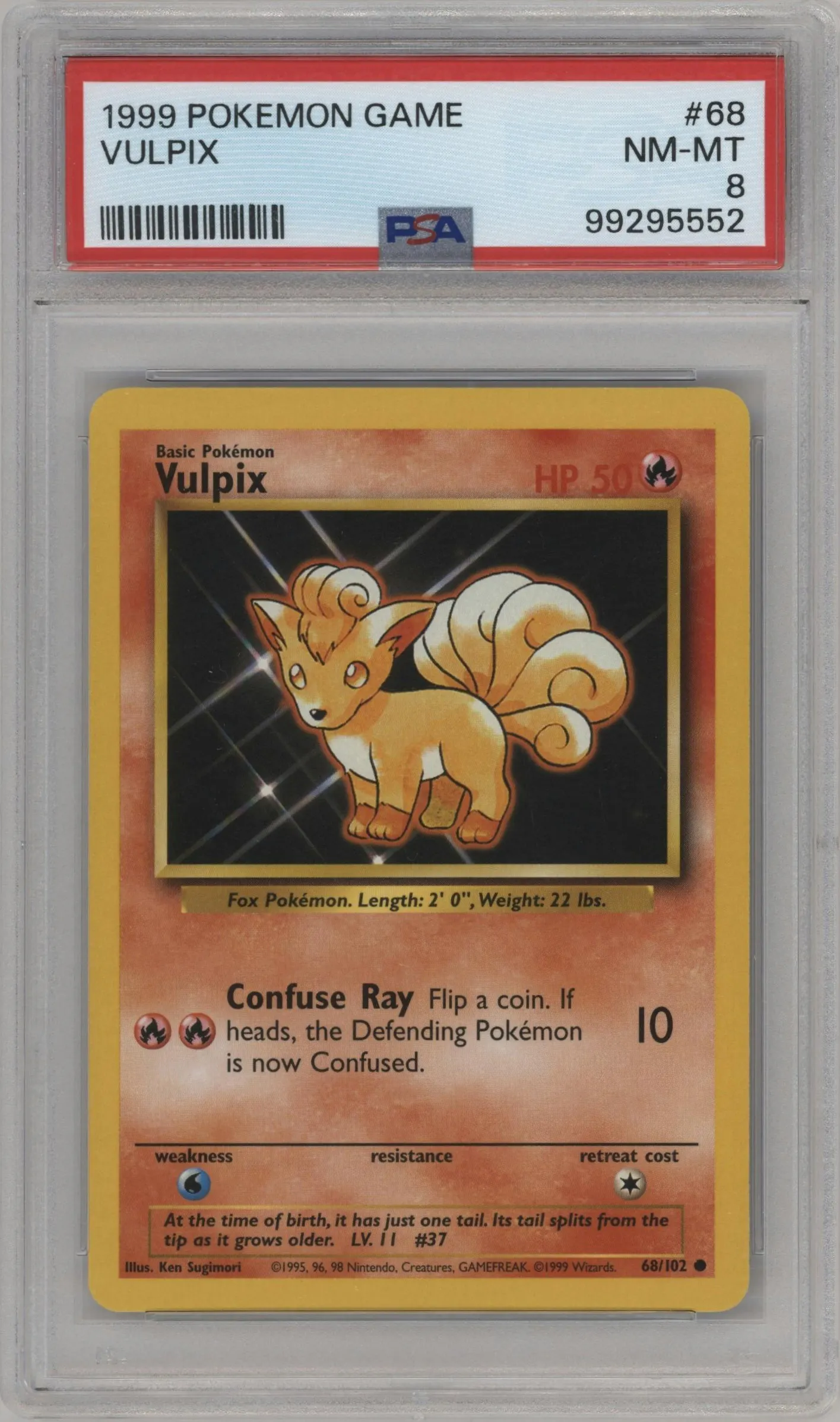 1999 Pokemon Base Set Vulpix #68 PSA 8