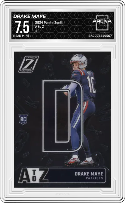 2024 Panini Zenith A to Z Drake Maye #4 ARENA CLUB 7.5