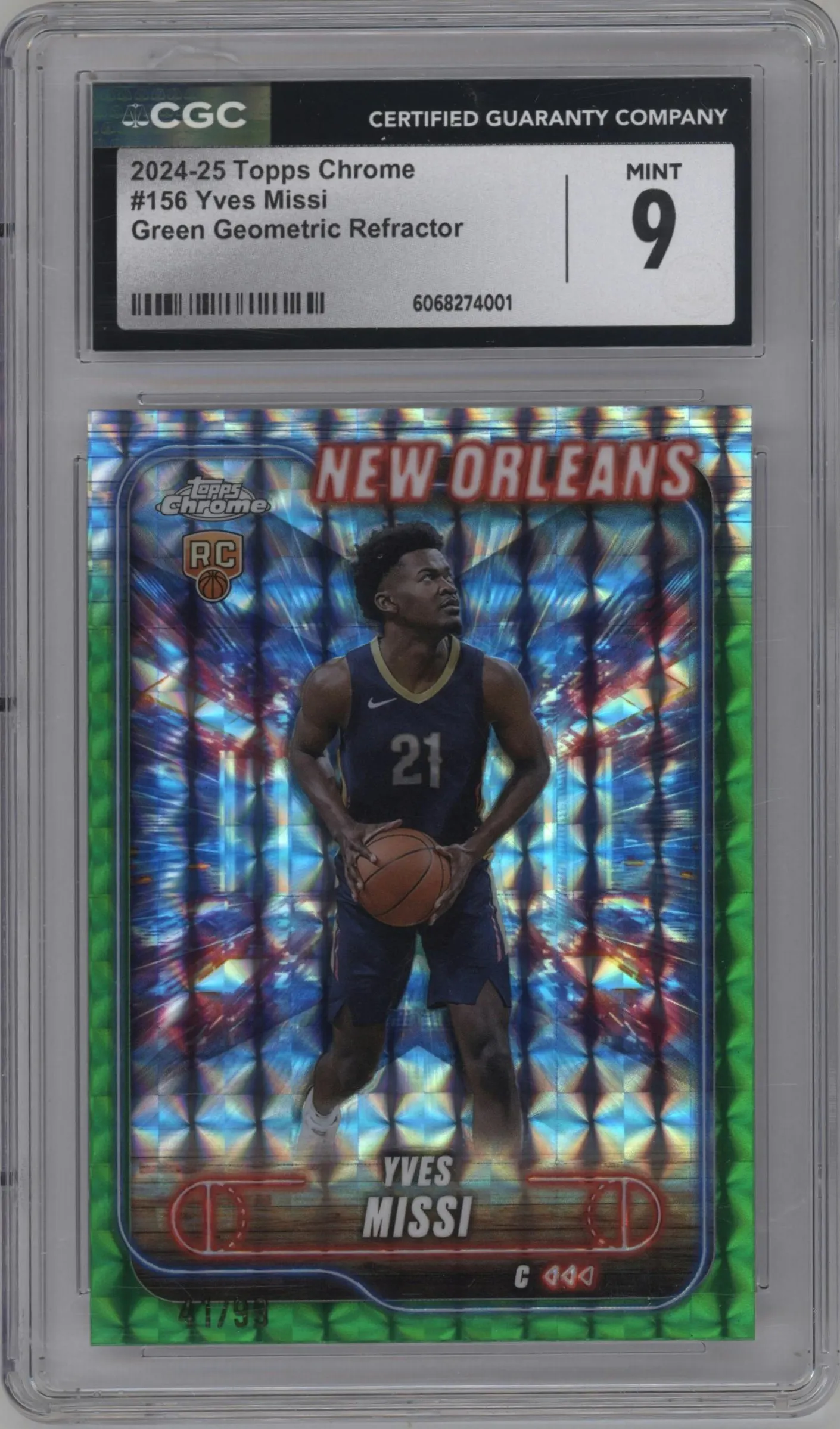 2024 Topps Chrome Yves Missi Green Geometric Refractor #156 CGC 9