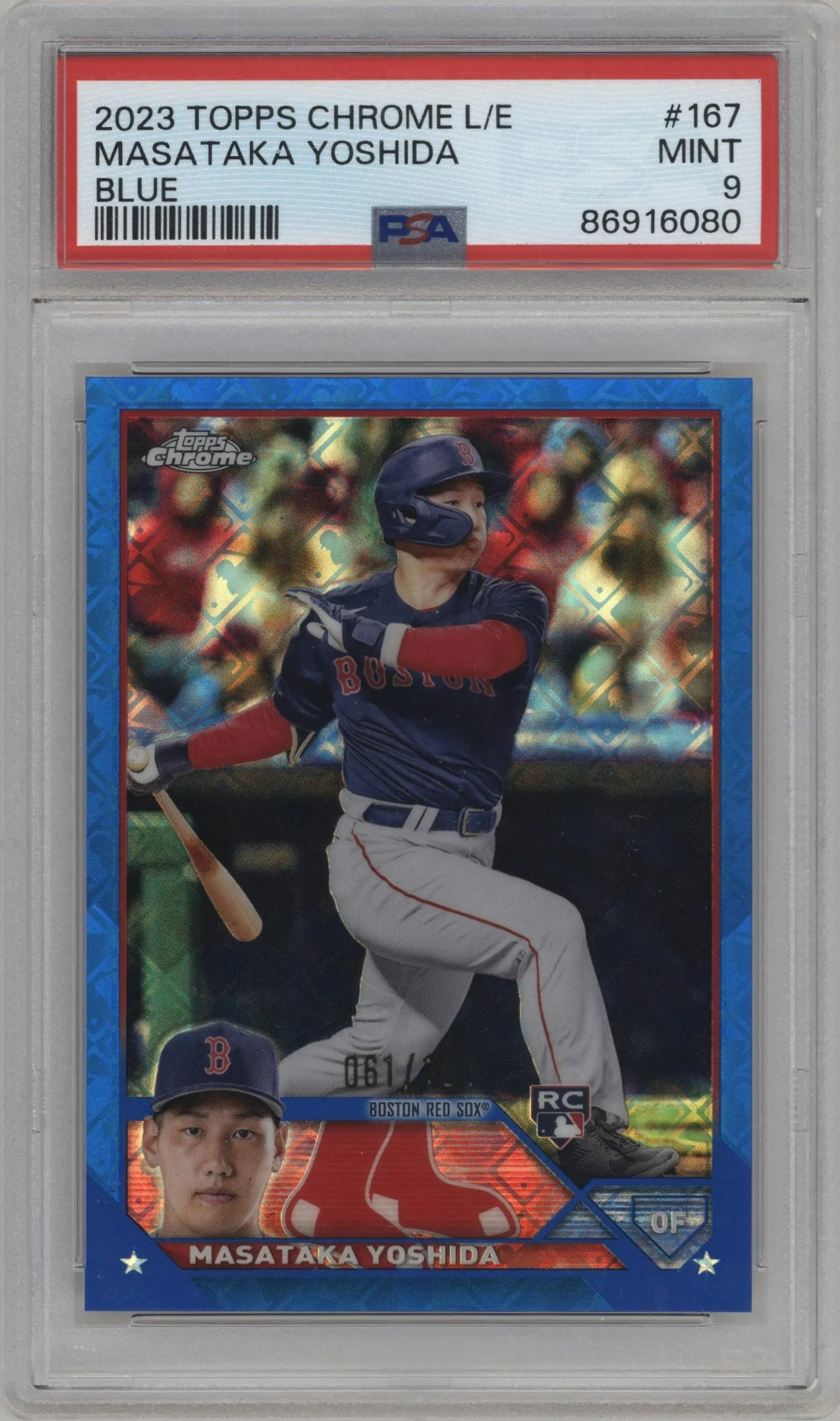 2023 Topps Chrome Logofractor Edition Masataka Yoshida Blue Refractor #167 PSA 9