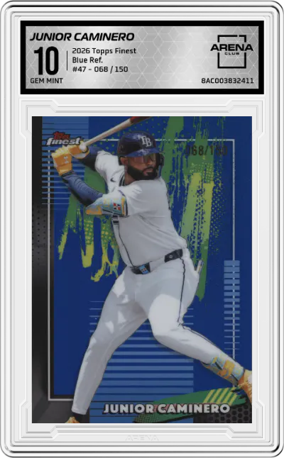 2026 Topps Finest Junior Caminero Blue Refractor #47 ARENA CLUB 10