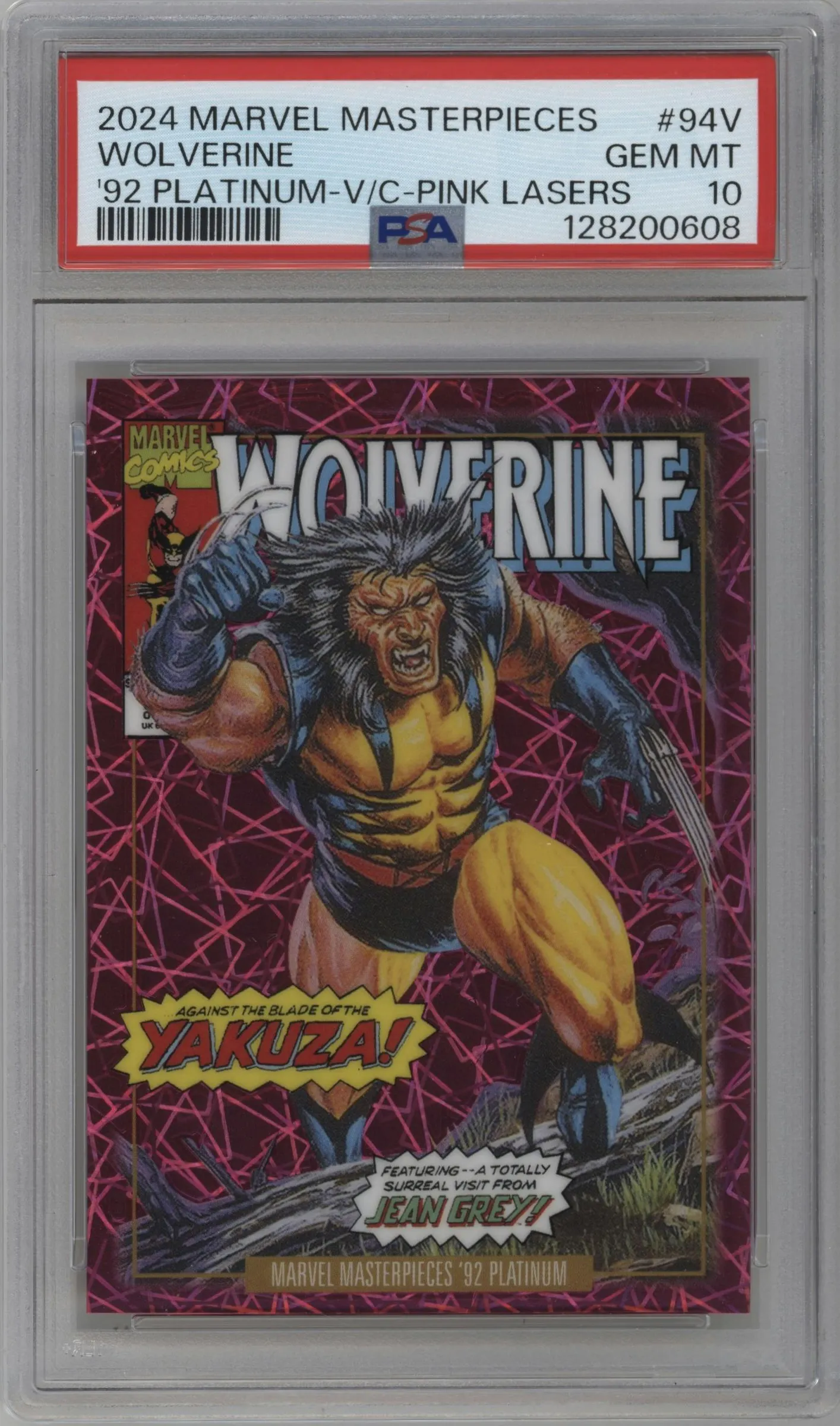 2024 Upper Deck Marvel Masterpieces '92 Platinum Variant Cover Wolverine Pink Lasers #94-V PSA 10