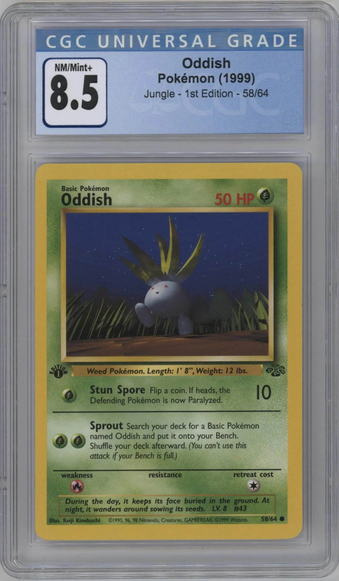 1999 Pokemon Jungle Oddish #58 CGC 8.5