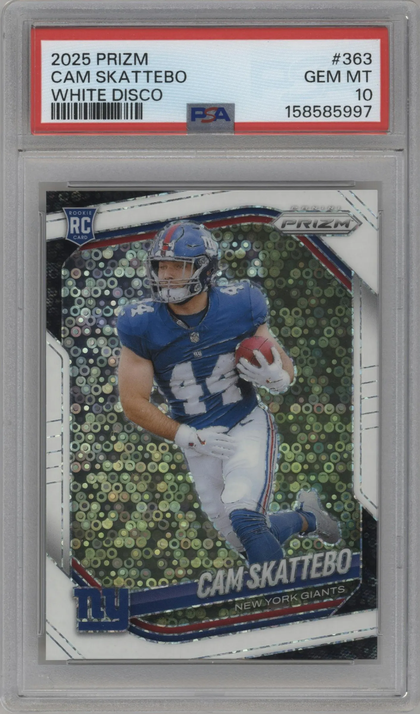2025 Panini Prizm Cam Skattebo White Disco #363 PSA 10