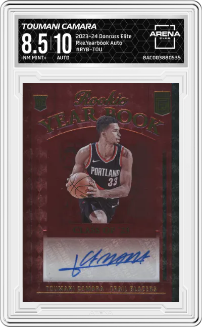 2023 Panini Donruss Elite Rke.Yearbook Auto Toumani Camara #RYB-TOU ARENA CLUB 8.5
