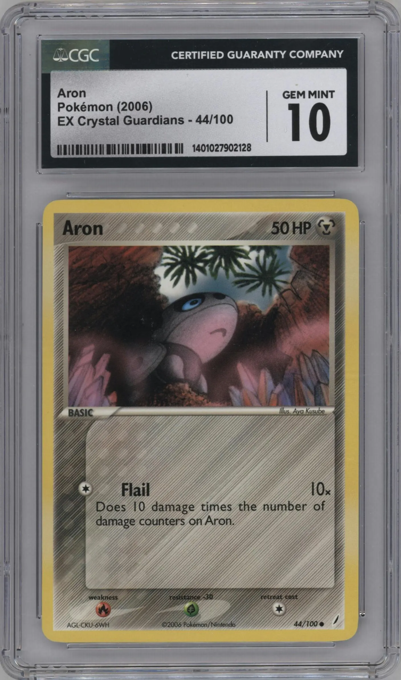 2006 Pokemon EX Crystal Guardians Aron #44 CGC 10