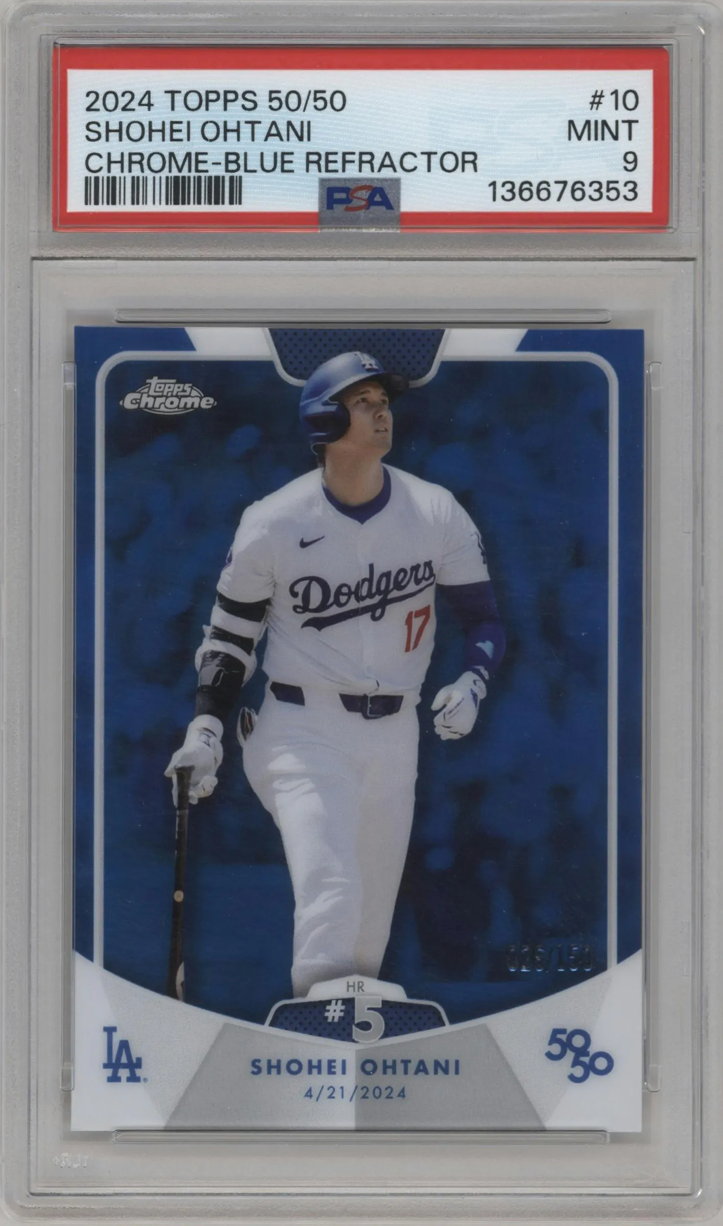 2024 Topps 50/50 Shohei Ohtani Chrome Blue #10 PSA 9