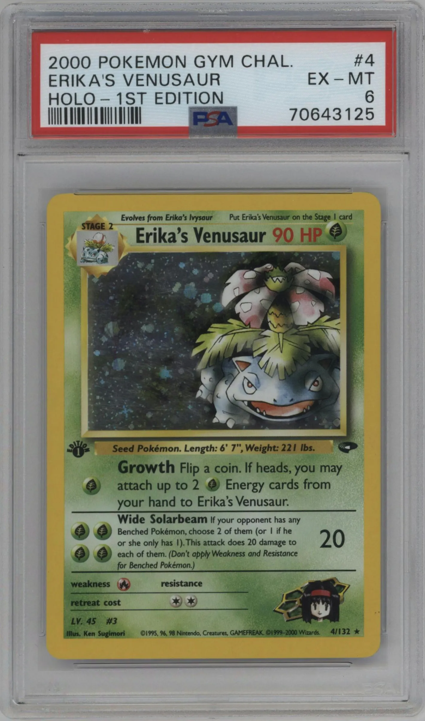 2000 Pokemon GH Gym Challenge Erika's Venusaur #4 PSA 6