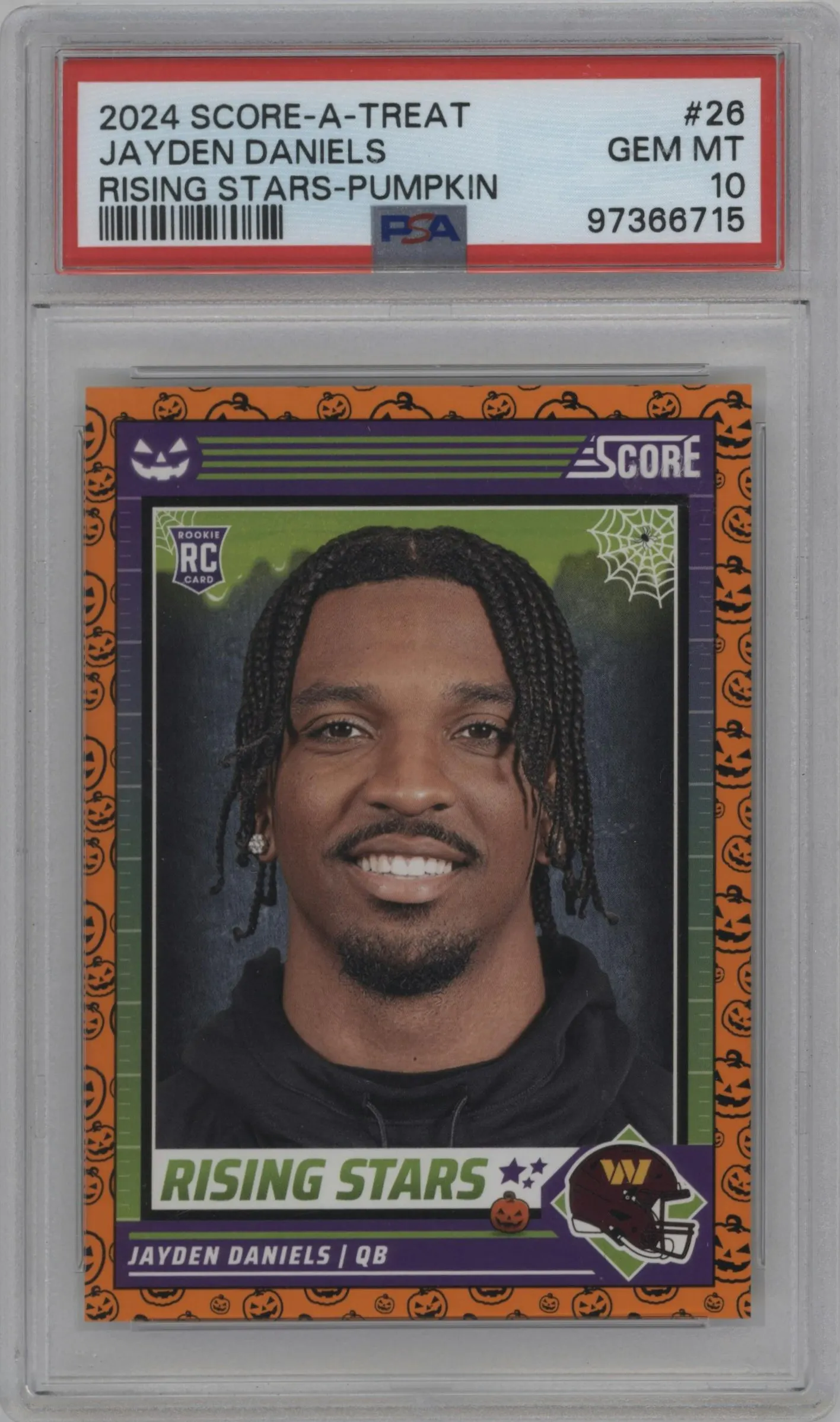 2024 Score-A-Treat Rising Stars Jayden Daniels Pumpkin #26 PSA 10